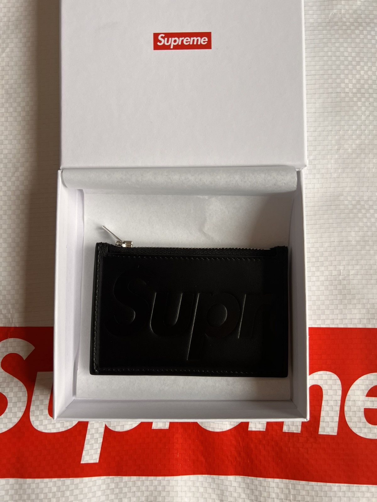 Supreme SUPREME Leather zip card holder Wallet black calfskin logo Size ONE SIZE - 19 Thumbnail
