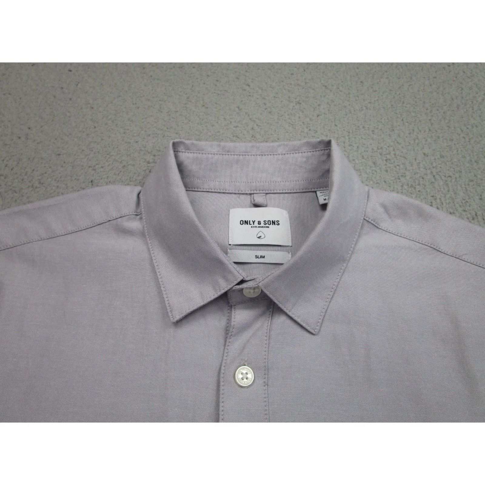 ONLY & SONS ONLY & SONS Shirt Mens Medium Gray Oxford Slim Fit Button Cuffed Short Sleeve Size US M / EU 48-50 / 2 - 3 Thumbnail