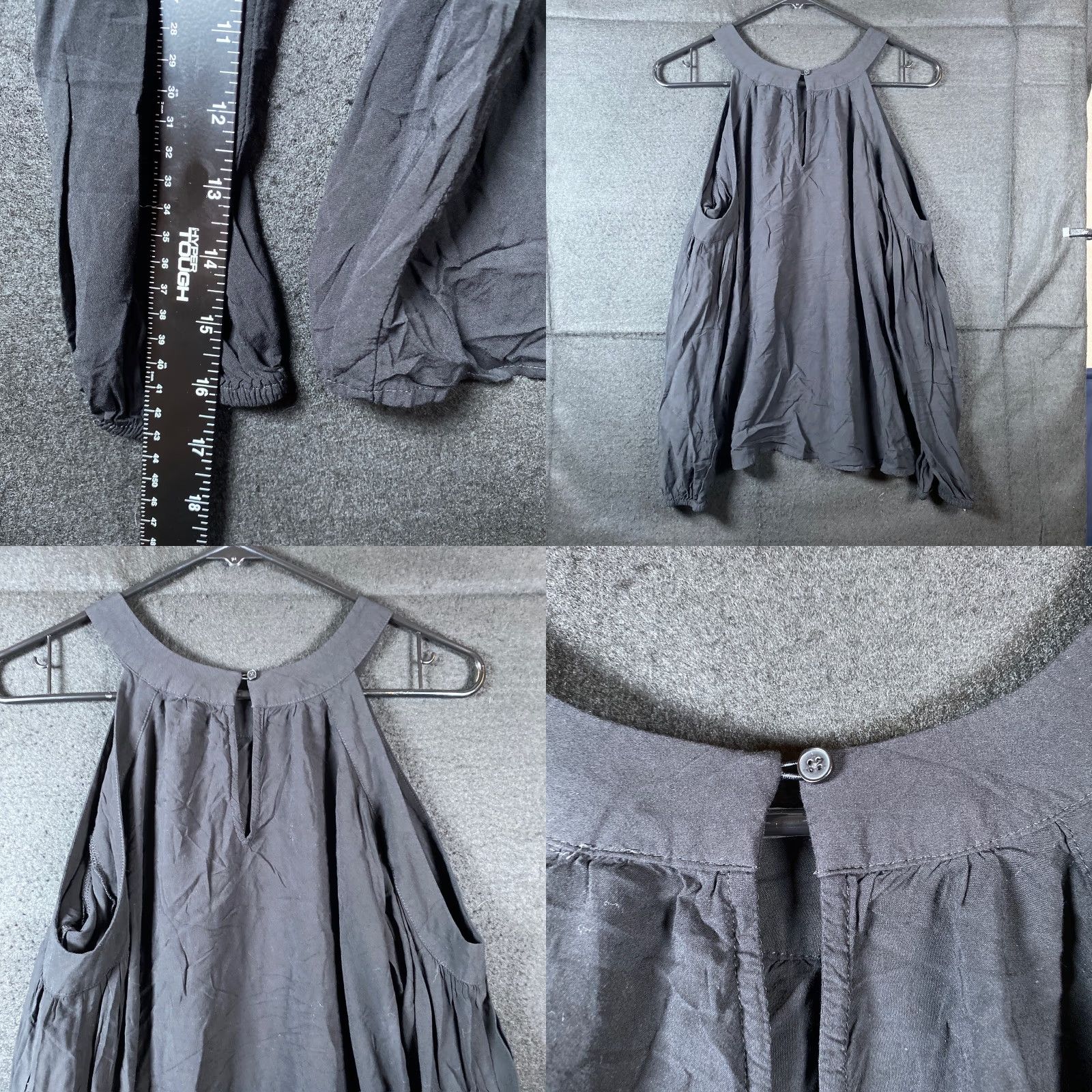 Express Express Blouse Women Black Cold Shoulder Round Neck Peasant Stretch Small Size S / US 4 / IT 40 - 8 Thumbnail
