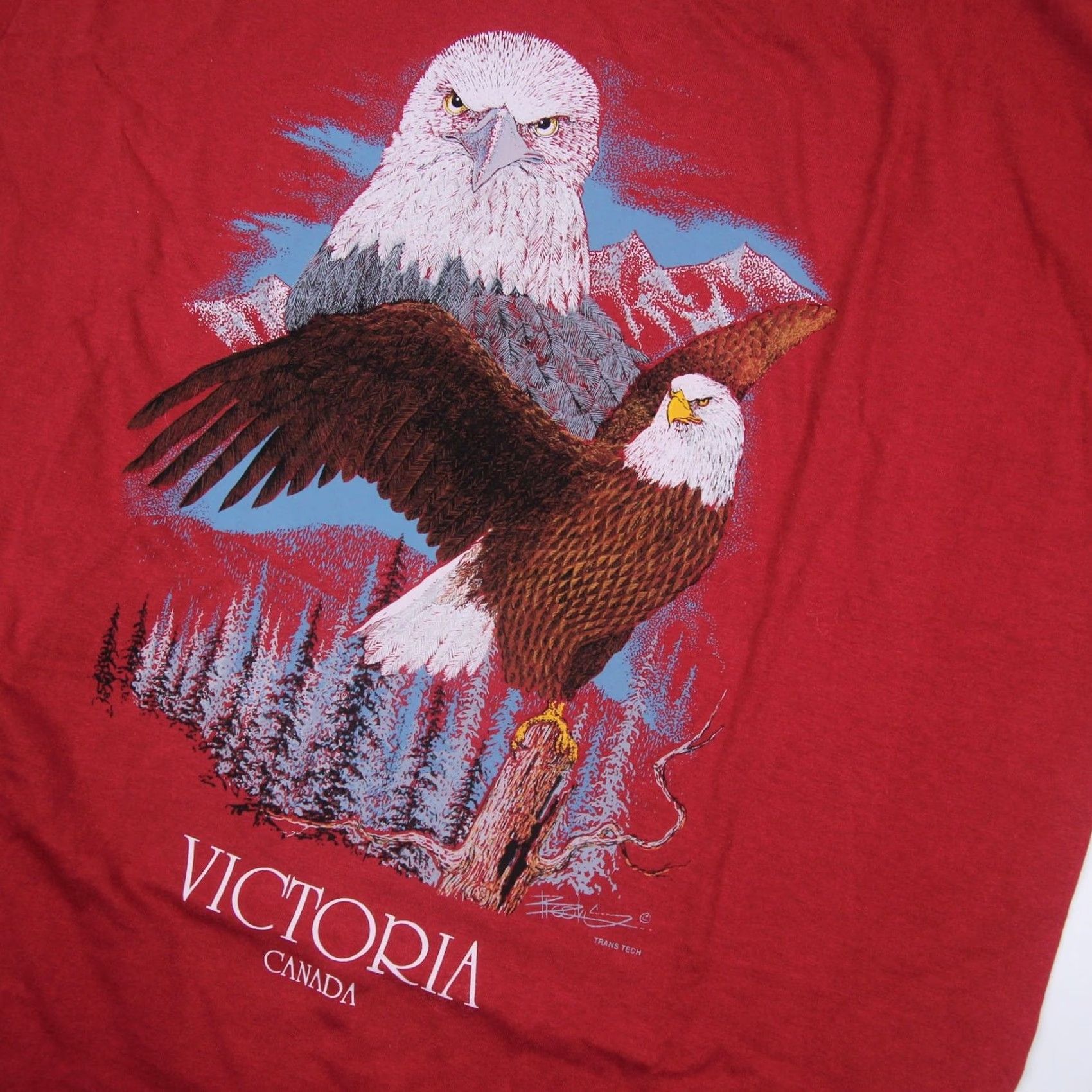 Vintage VINTAGE Bald Eagle Mens XL T-Shirt Red Size US XL / EU 56 / 4 - 2 Thumbnail