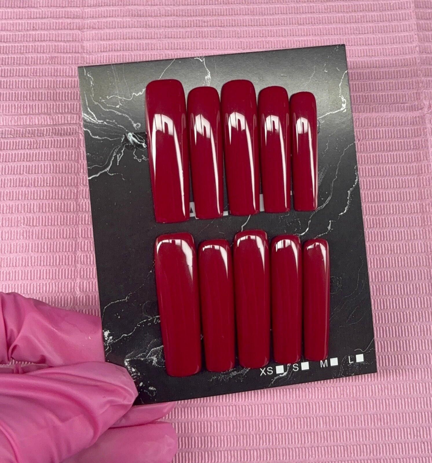 Handmade Extra long square Press on nails solid color gel handmade Size ONE SIZE - 3 Thumbnail