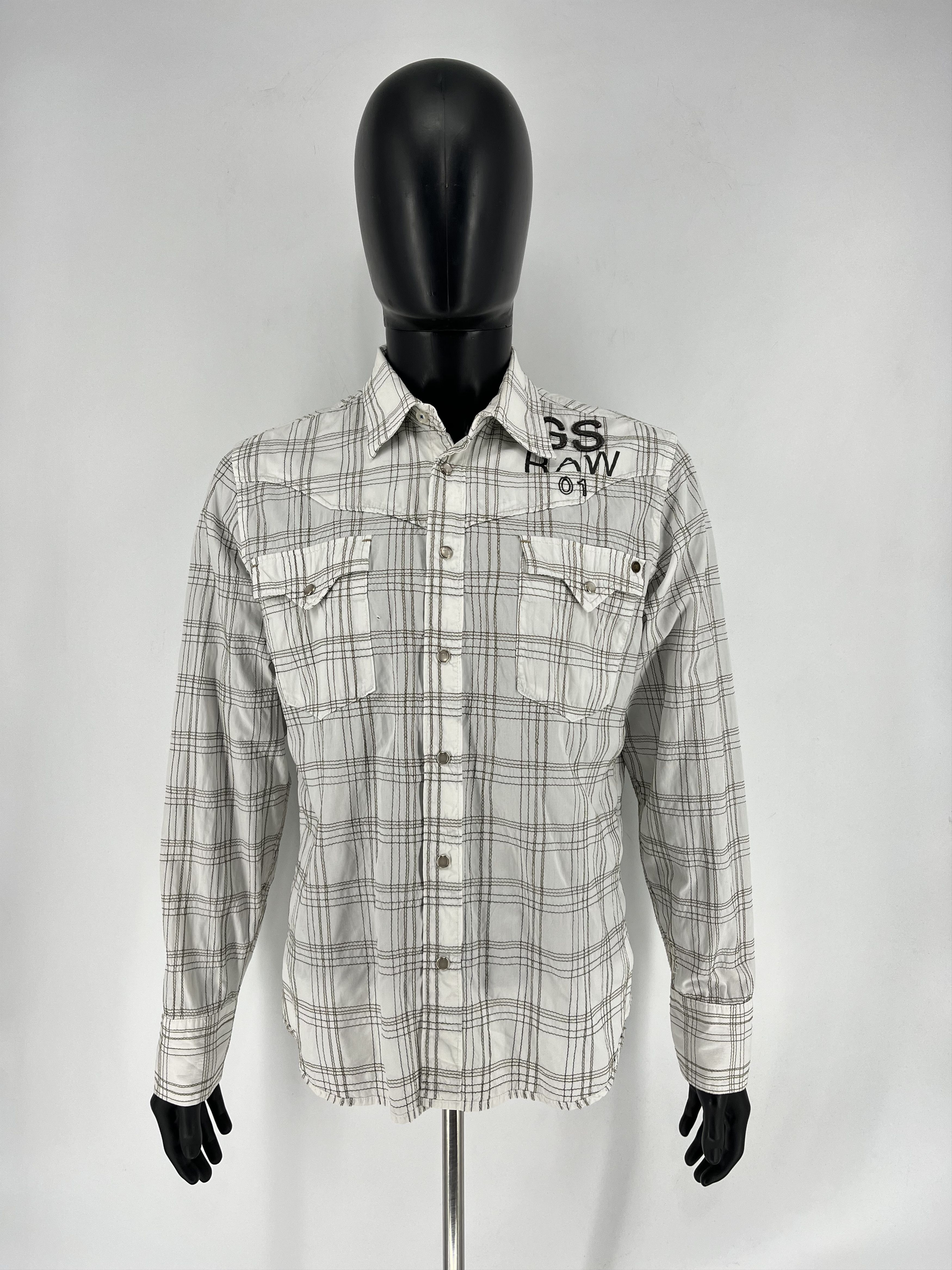 G-Star Vintage Y2K G Star Raw Men’s Plaid Shirt With Big Logo Size US XL / EU 56 / 4 - 2 Thumbnail