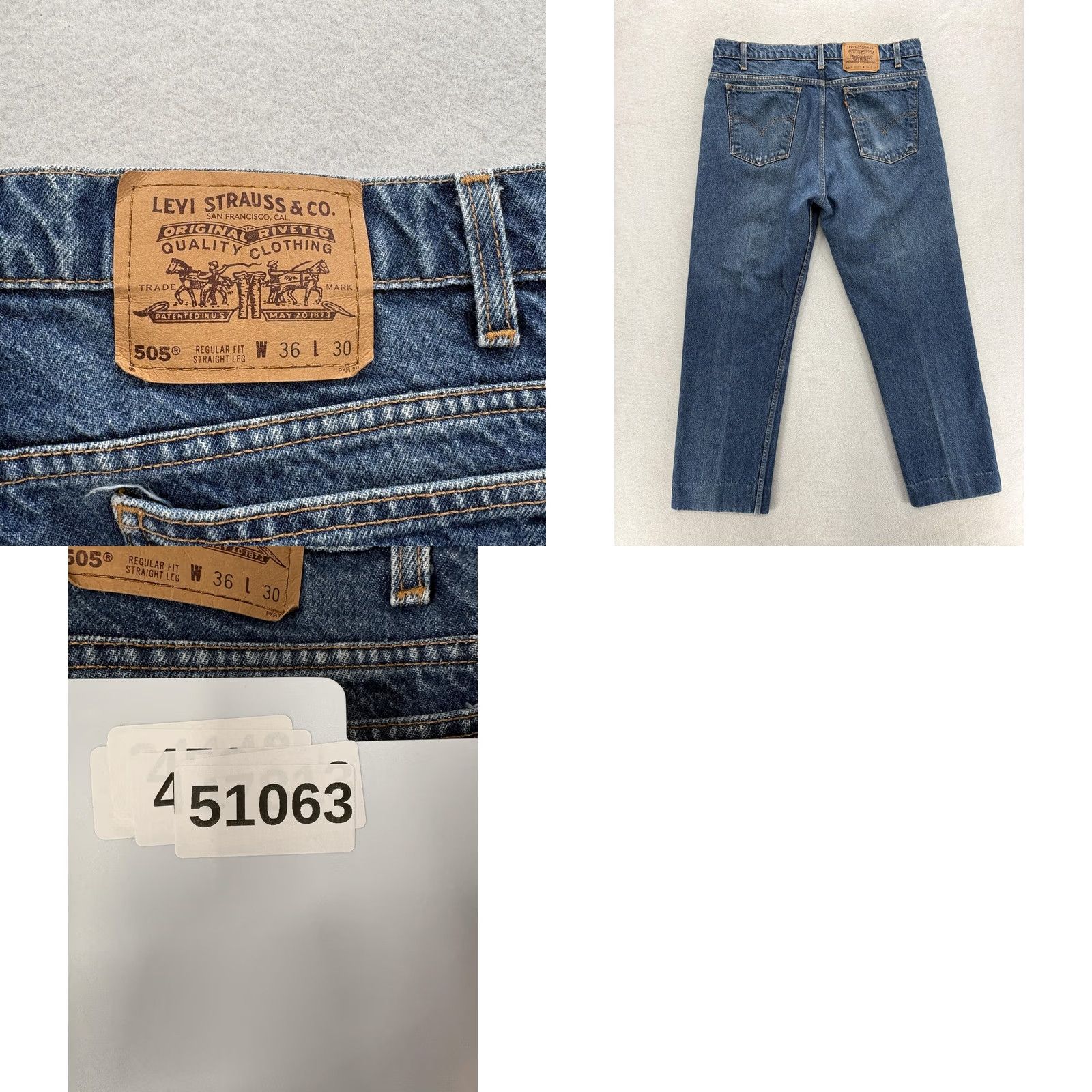 Levi's VINTAGE Levi's 505 Jeans Mens 36x28 Blue Regular Straight Denim Orange Tab 1995 Size US 36 / EU 52 - 9 Thumbnail