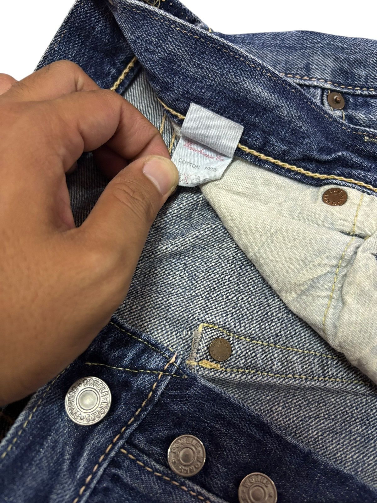 Japanese Brand Vtg 90s Warehouse Japan Dubbleworks Selvedge Distress Jeans Size US 29 - 9 Thumbnail