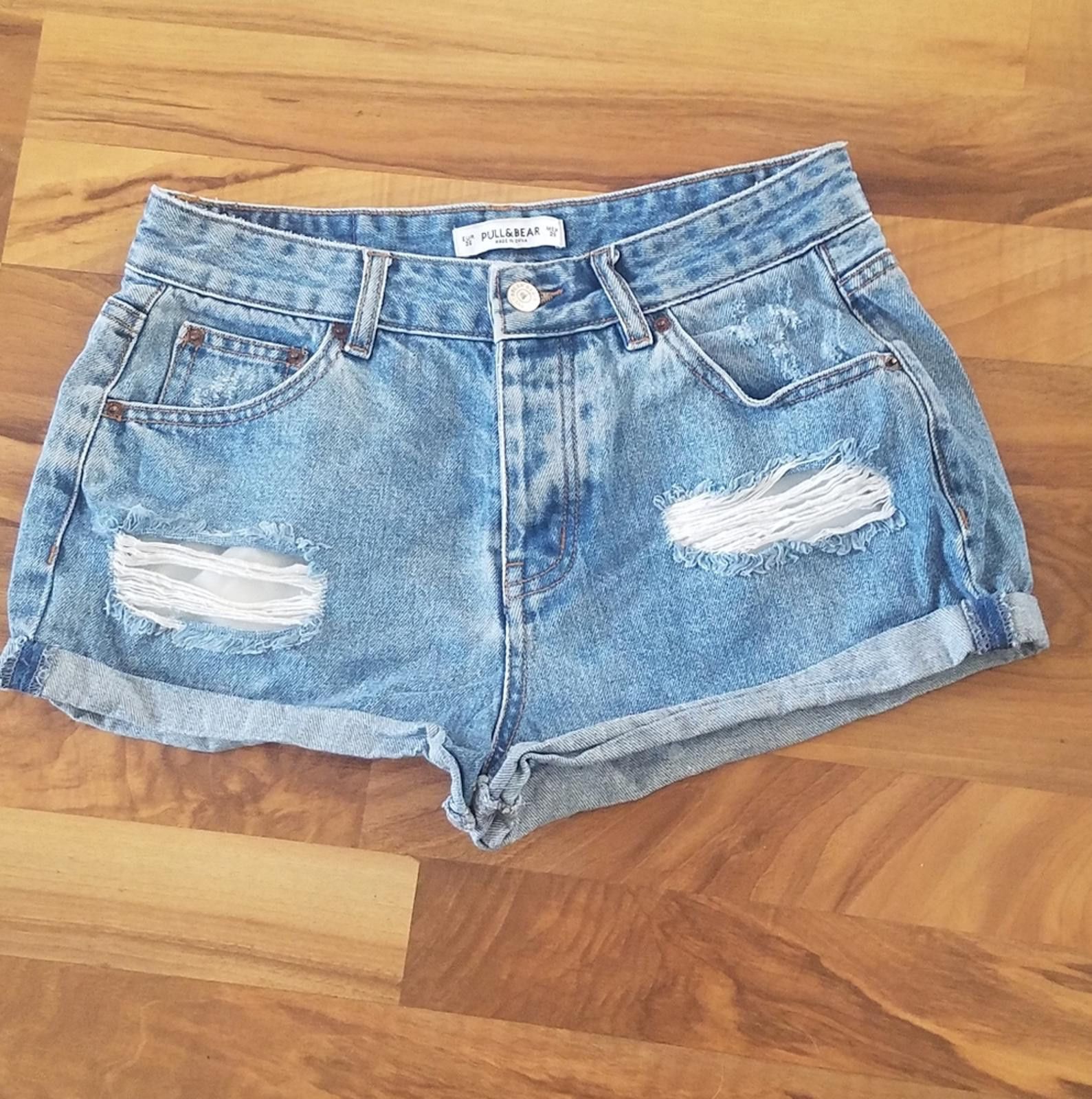 Pull & Bear Pull&Bear Blue Distressed Denim Shorts Size 28 Size 28" / US 6 / IT 42 - 1 Thumbnail
