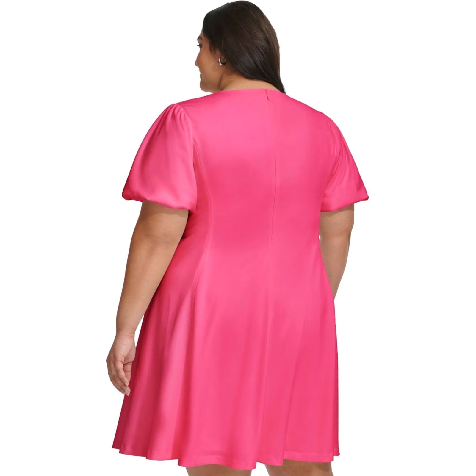 DKNY DKNY Womens Solid Balloon Sleeve Fit & Flare Dress pink Plus Size 18W Size XXL / US 16-18 / IT 52-54 - 2 Thumbnail