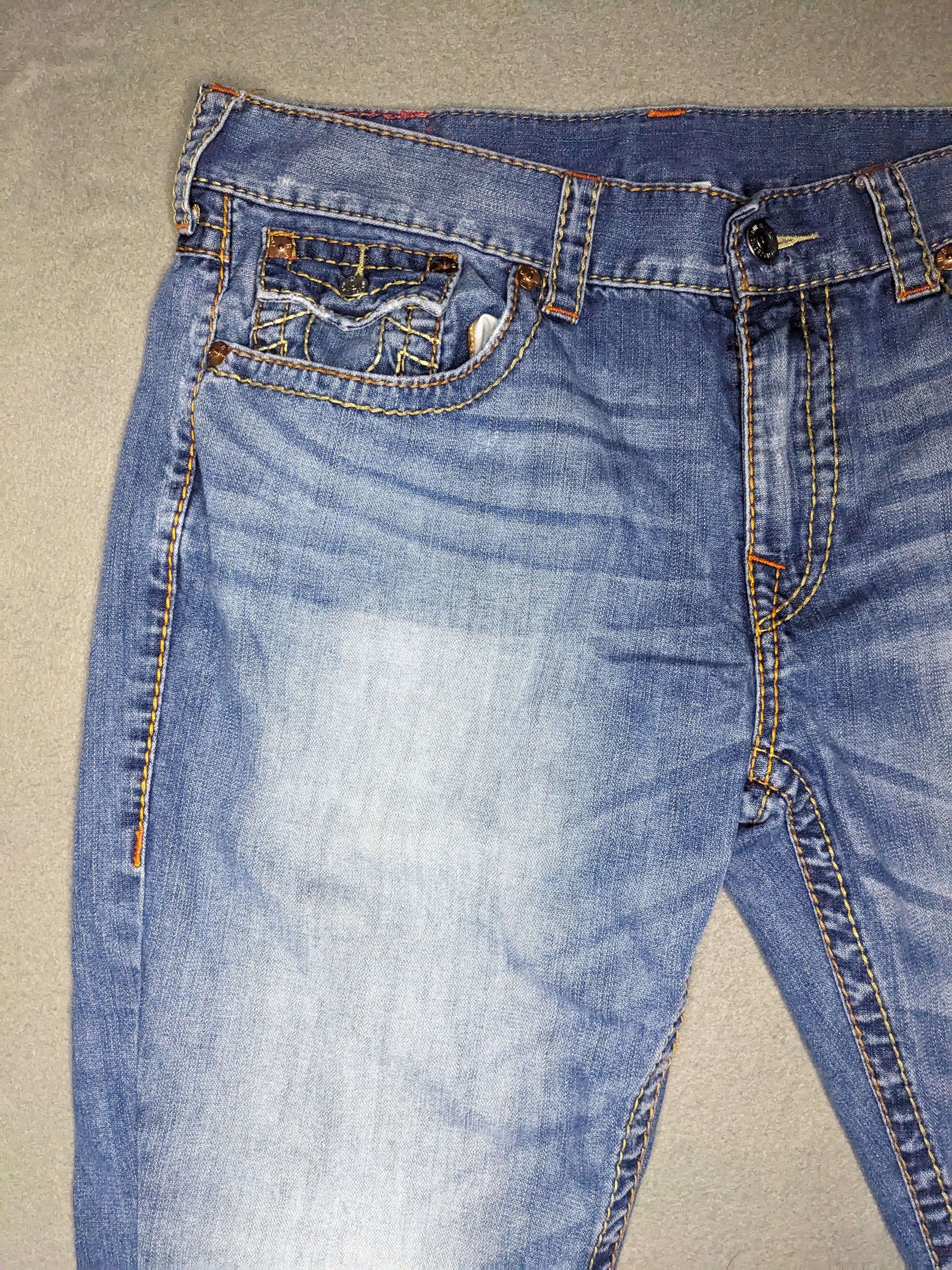 True Religion True Religion Jeans 38x27 Straight Leg Flap Pocket Big T Size US 38 / EU 54 - 5 Thumbnail
