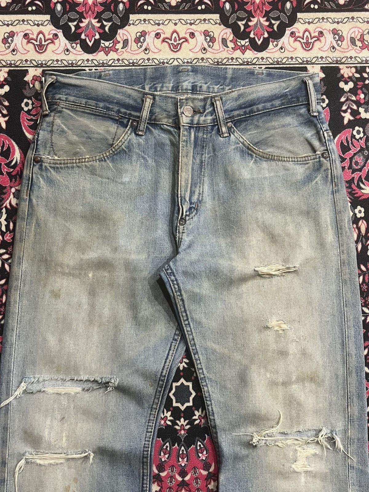 Big John Vintage Japan Big John Union Made Repro Heavy Fade Rip Jeans Size US 32 / EU 48 - 4 Thumbnail
