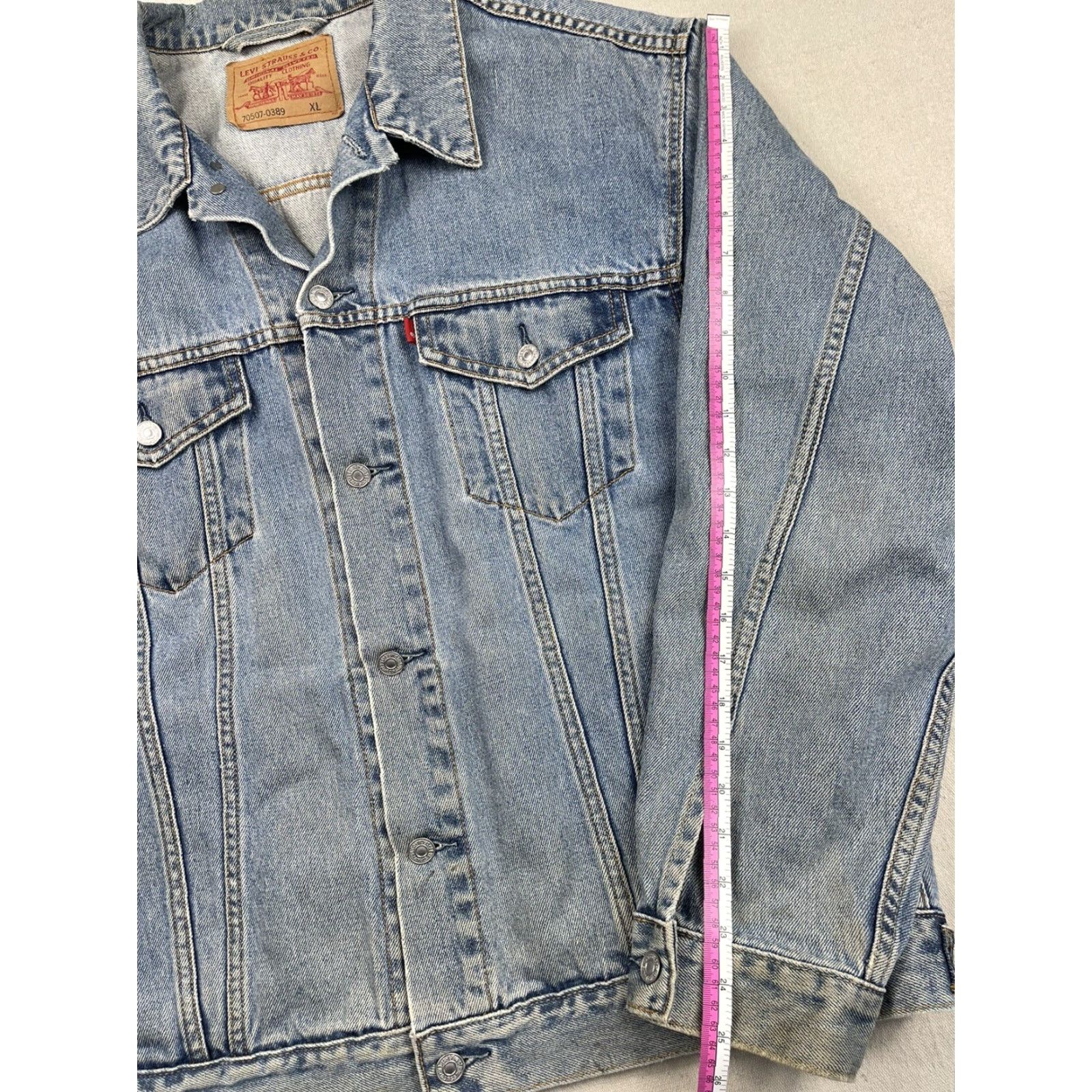 Levi's VINTAGE Levi's Trucker Jacket Men XL Blue Denim 90s USA Western Pockets Mens Size US 36 / EU 52 - 7 Thumbnail
