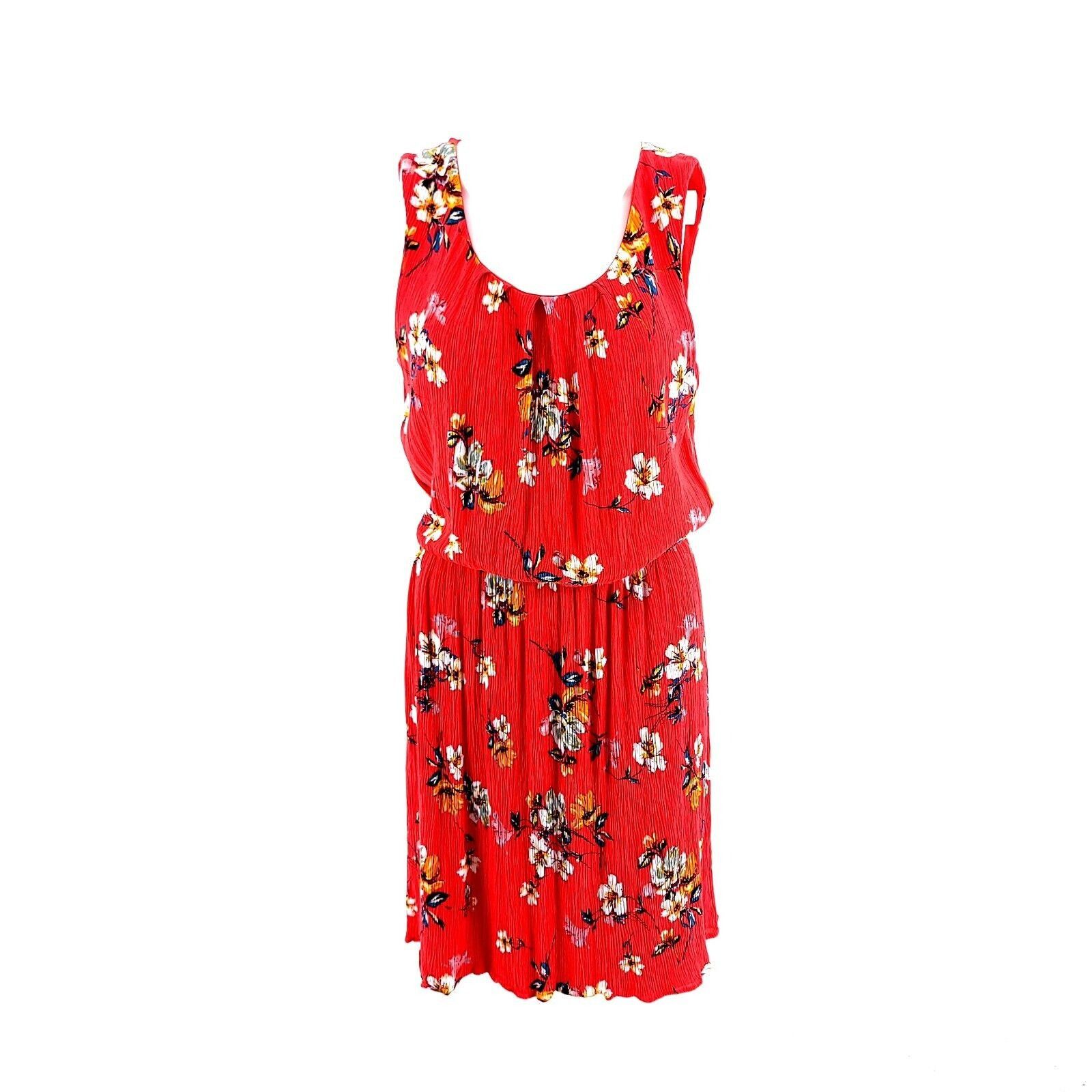 Apt. 9 Apt. 9 Floral Red A Line Dress Rayon Large Swoop Neck Sleeve Size L / US 10 / IT 46 - 1 Thumbnail