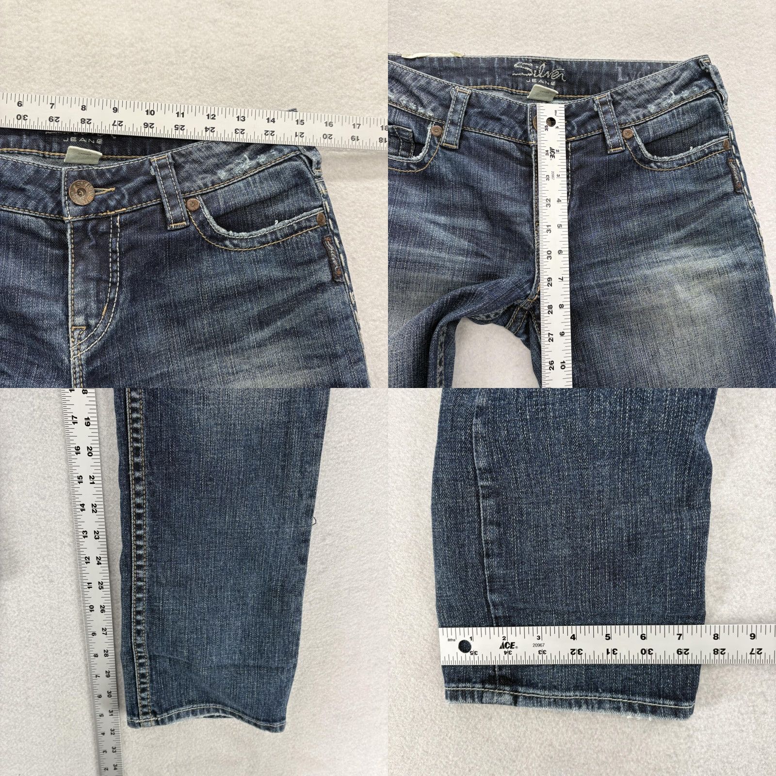Silver Jeans Co. Silver Jeans Lydia Straight Womens 29x32 Dark Wash Mid Rise Jeans Y2K Grunge Size 29" - 8 Thumbnail