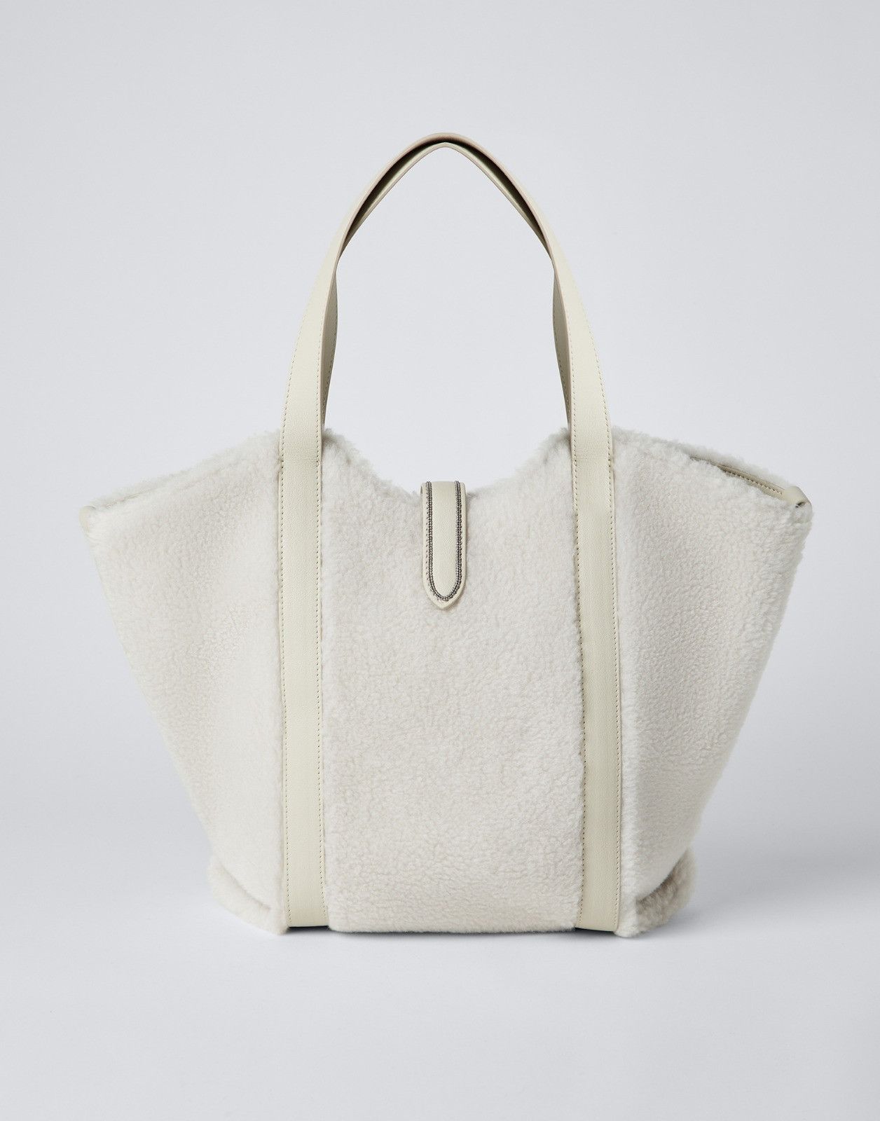 Brunello Cucinelli o1la1rc1a0225 Size: OS / Fur Shopper Bag in White Size ONE SIZE - 1 Thumbnail