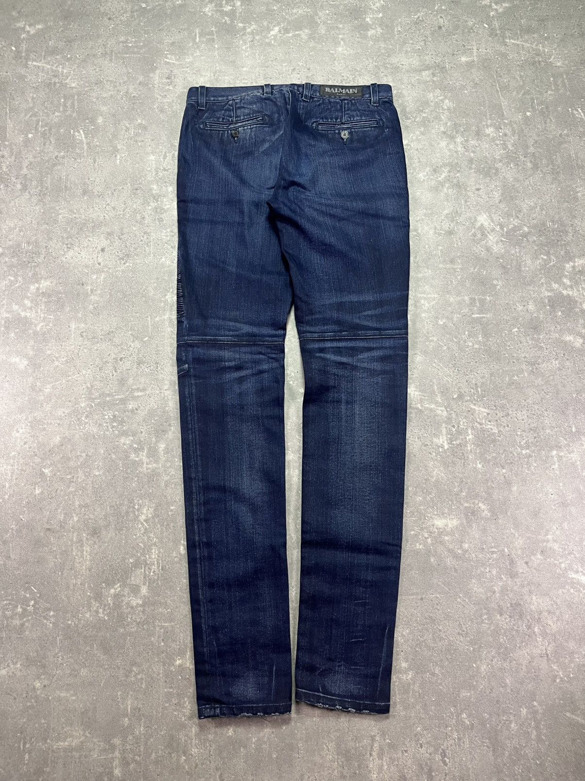 Balmain Balmain Paris Navy Dark Blue Zip Pockets Biker Jeans 31 Size US 31 - 2 Thumbnail