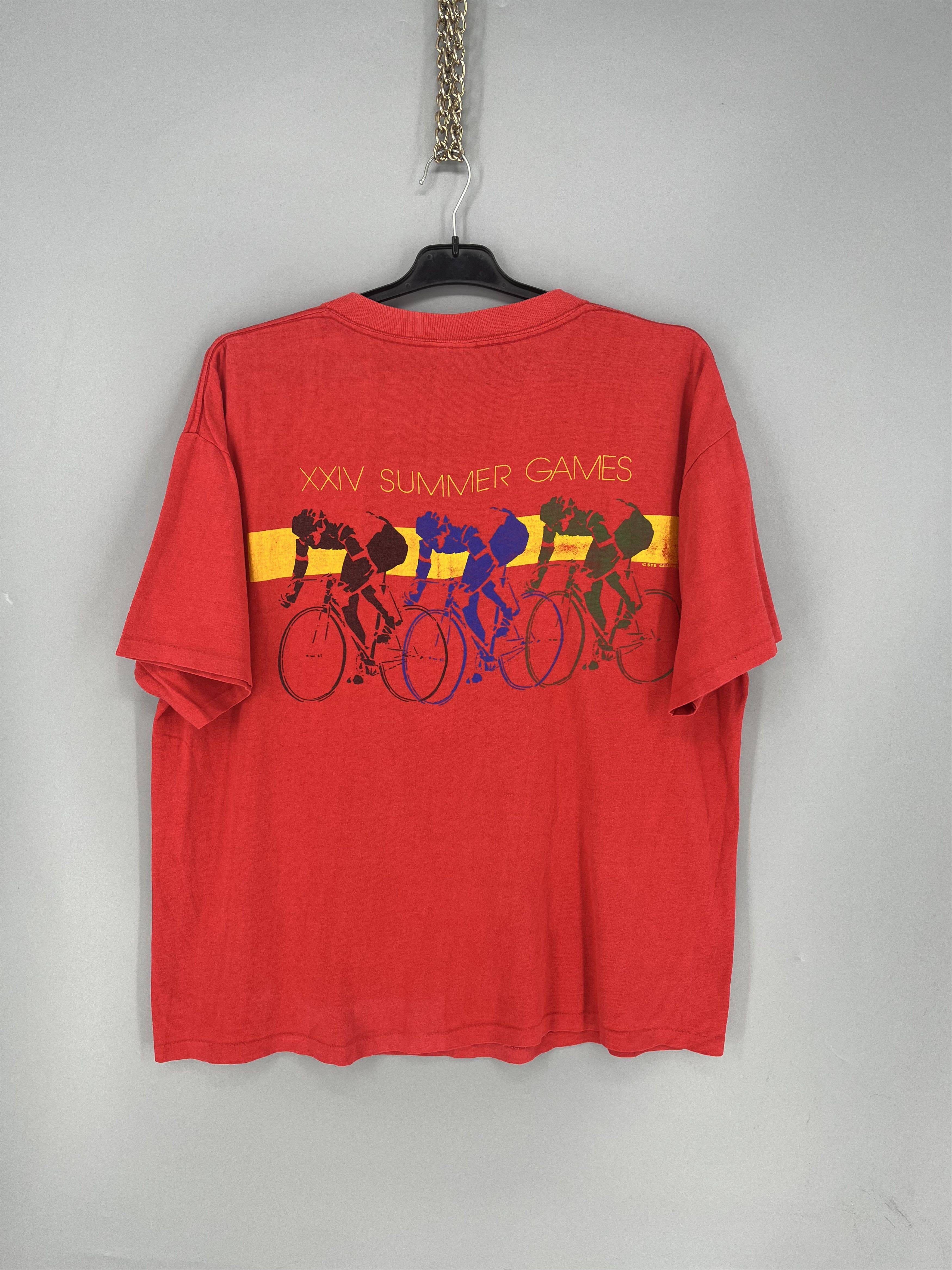 Vintage 80s 1988 Olympic Games Cycling Tee Shirt Size xl Size US XL / EU 56 / 4 - 9 Thumbnail