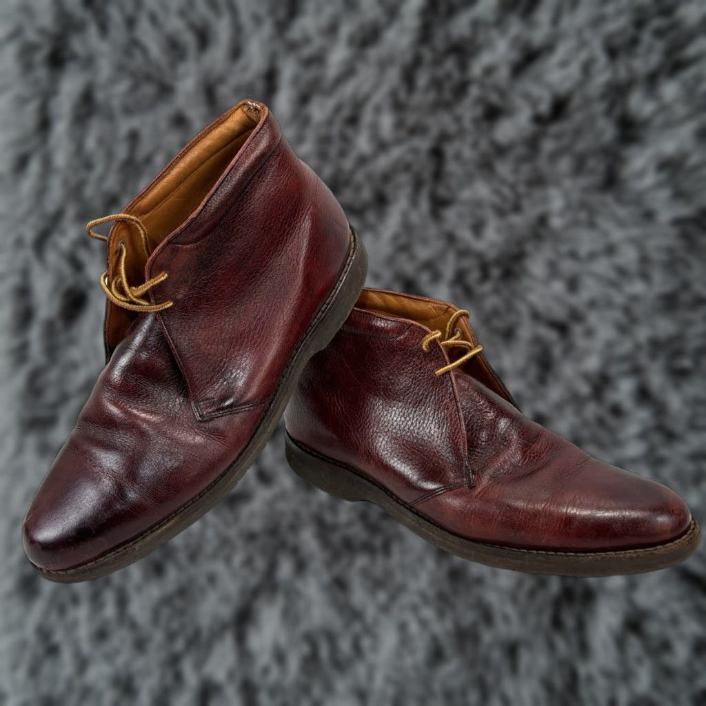 Vibram Unbranded Leather Chukka Boots Men 10.5 Burgundy Red Vibram Soles Boots Lace Up Mens US 10.5 Leather Chukka Unbranded Mens Shoes Size US 11 / EU 44 - 1 Thumbnail