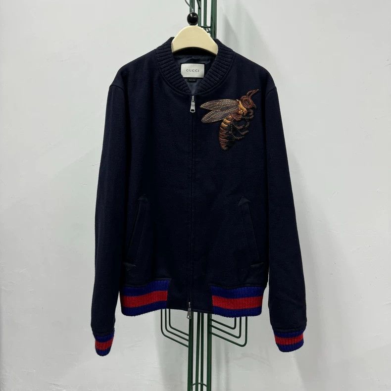 Gucci Gucci Bee embroidered wool tweed color block jacket Size US L / EU 52-54 / 3 - 1 Thumbnail