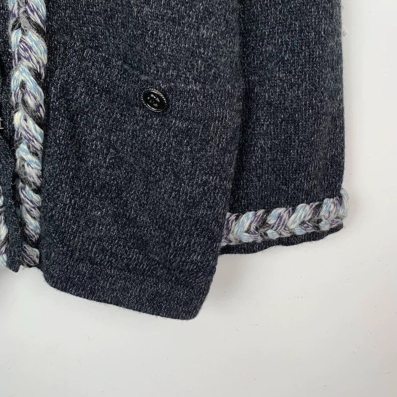 Chanel ChanelBlack lace woven cashmere long-sleeved cardigan jacke Size 4XL / US 24-26 - 4 Thumbnail