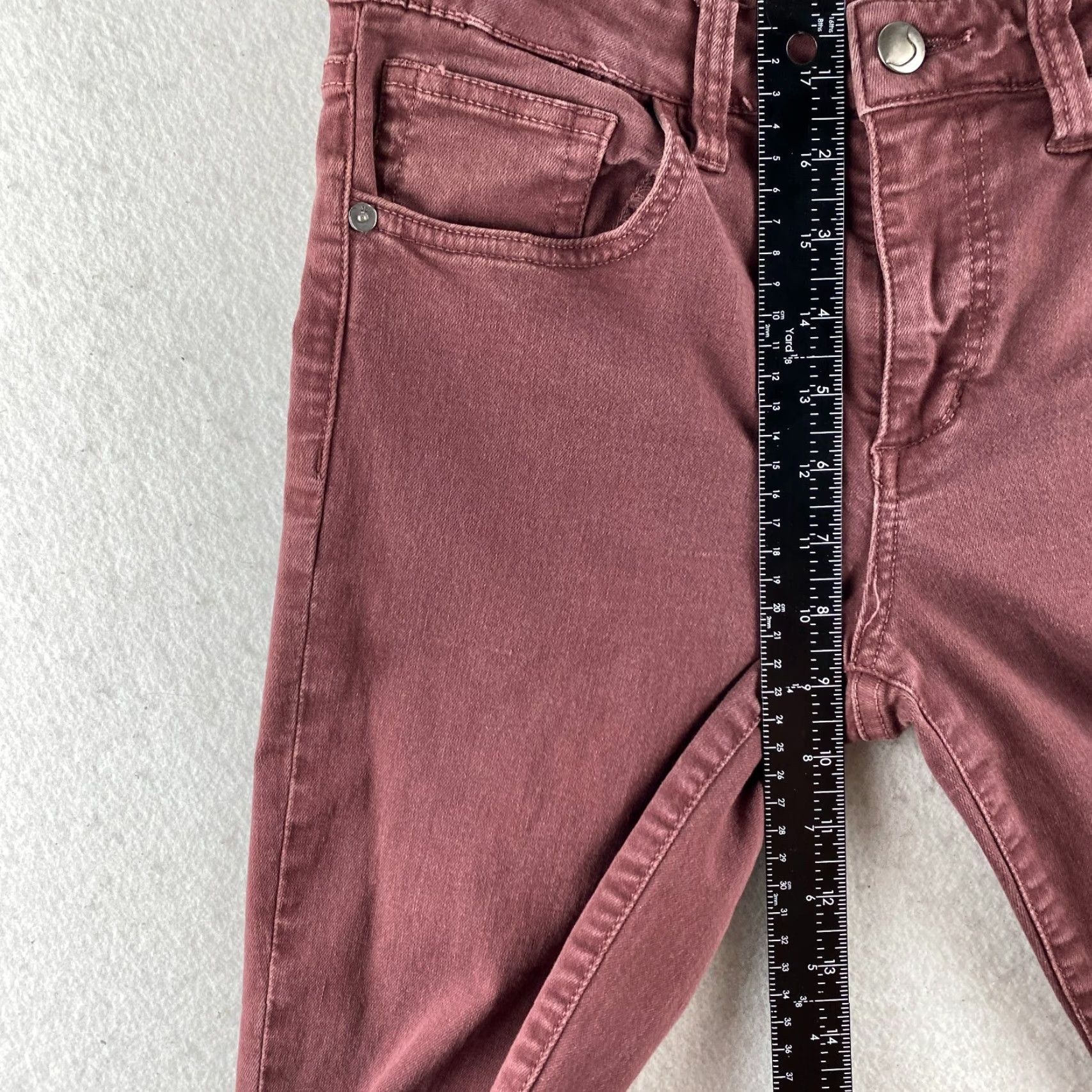 Vintage Joe's Jeans Maroon Skinny Visionaire Distress Mid-Rise 5-Pocket Jeans Womens 29 Size 29" - 6 Thumbnail