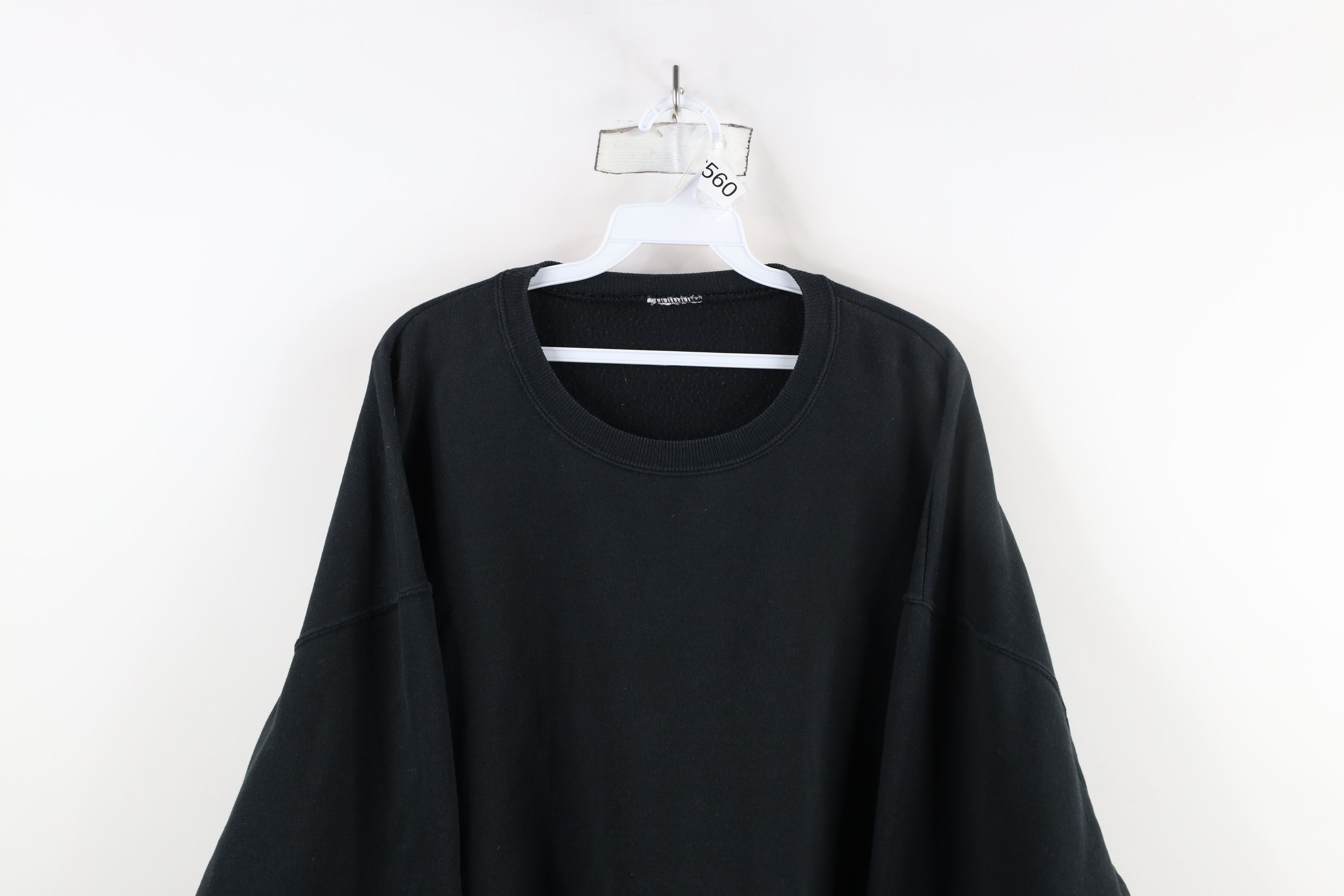 Vintage Vintage 90s Streetwear Faded Blank Crewneck Sweatshirt Black Size US XXL / EU 58 / 5 - 2 Thumbnail