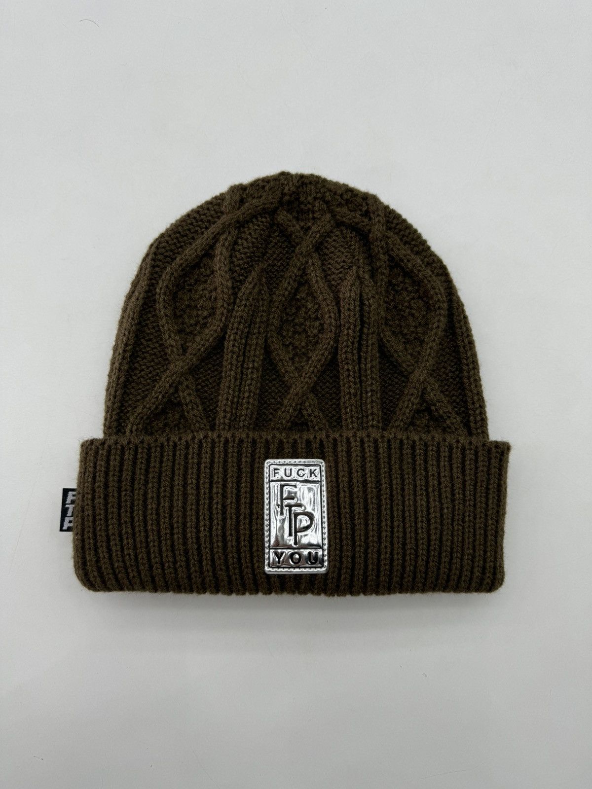 Fuck The Population FTP Big Body Cable Knit Beanie Brown Size ONE SIZE - 1 Thumbnail