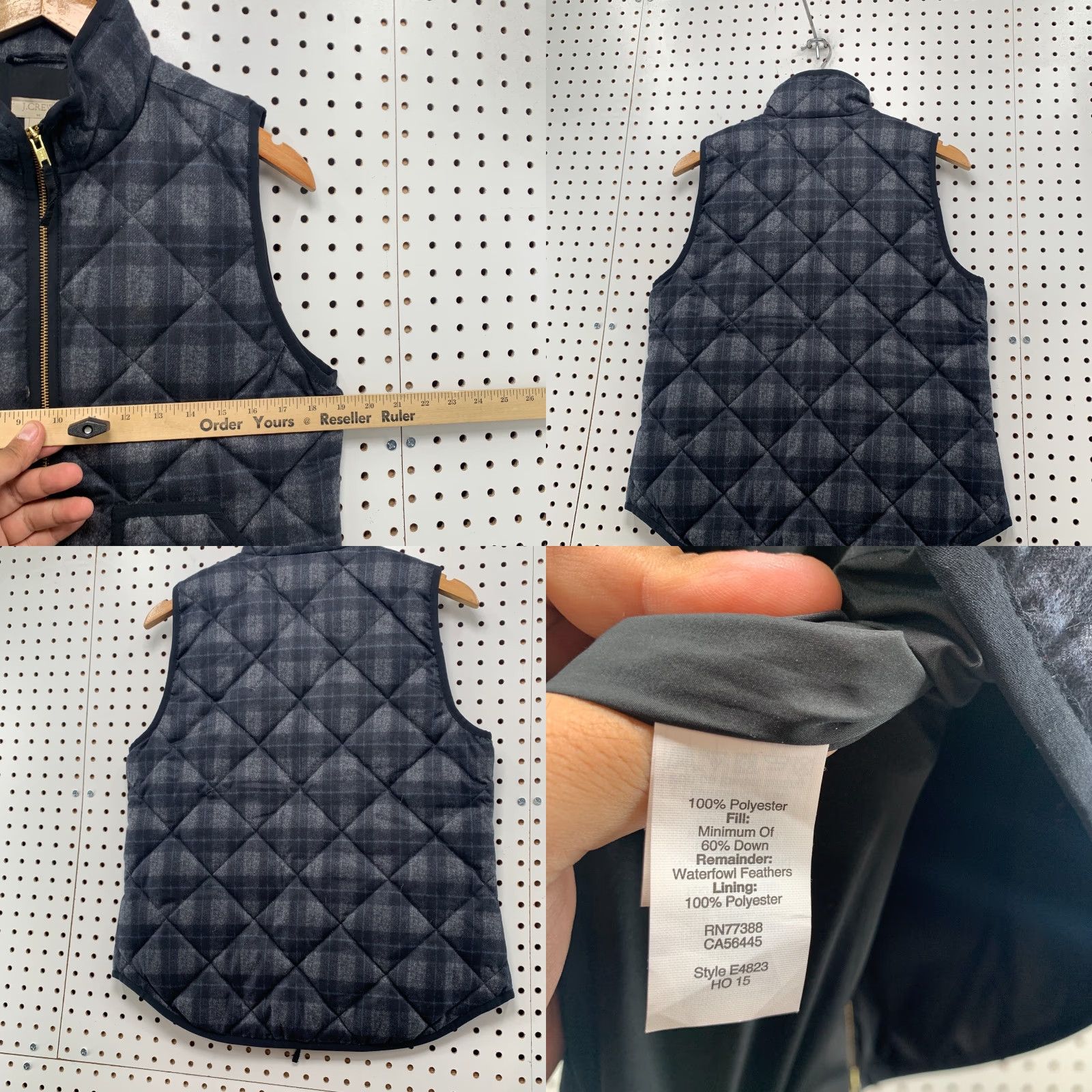 J.Crew JCrew Down Quilted Vest Women Small Gray Plaid Sleeveless Puffer 19x24.5 Size S / US 4 / IT 40 - 9 Thumbnail