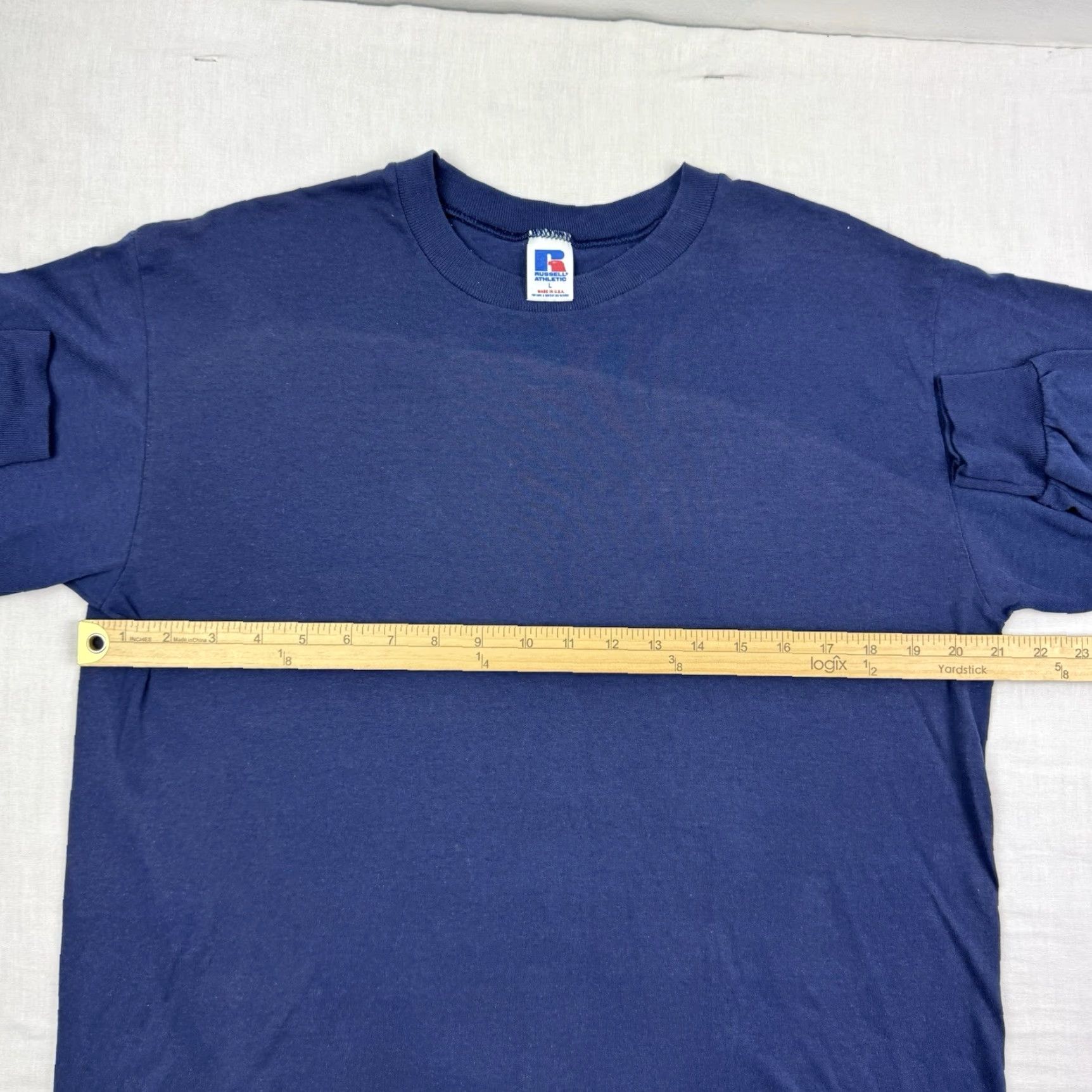 Russell Athletic VINTAGE Russell Athletic Long Sleeve T-Shirt Adult Large Blue Grunge 90s Mens Size US L / EU 52-54 / 3 - 7 Thumbnail