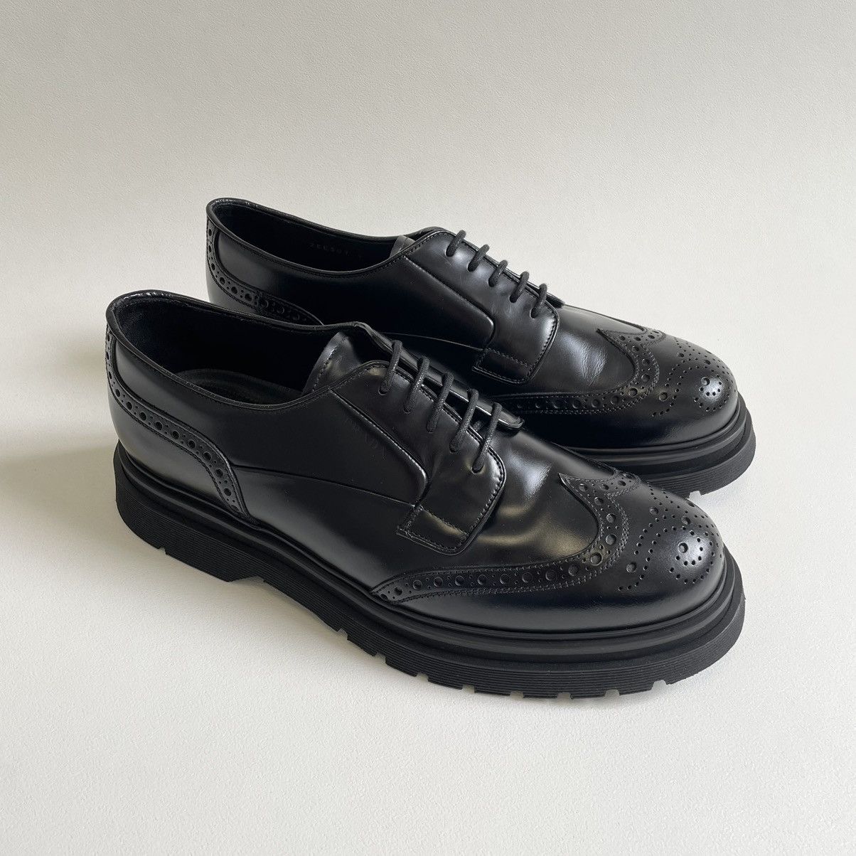 Prada A/W 19 Spazzolato Leather Brogue Shoes Size US 10 / EU 43 - 5 Thumbnail