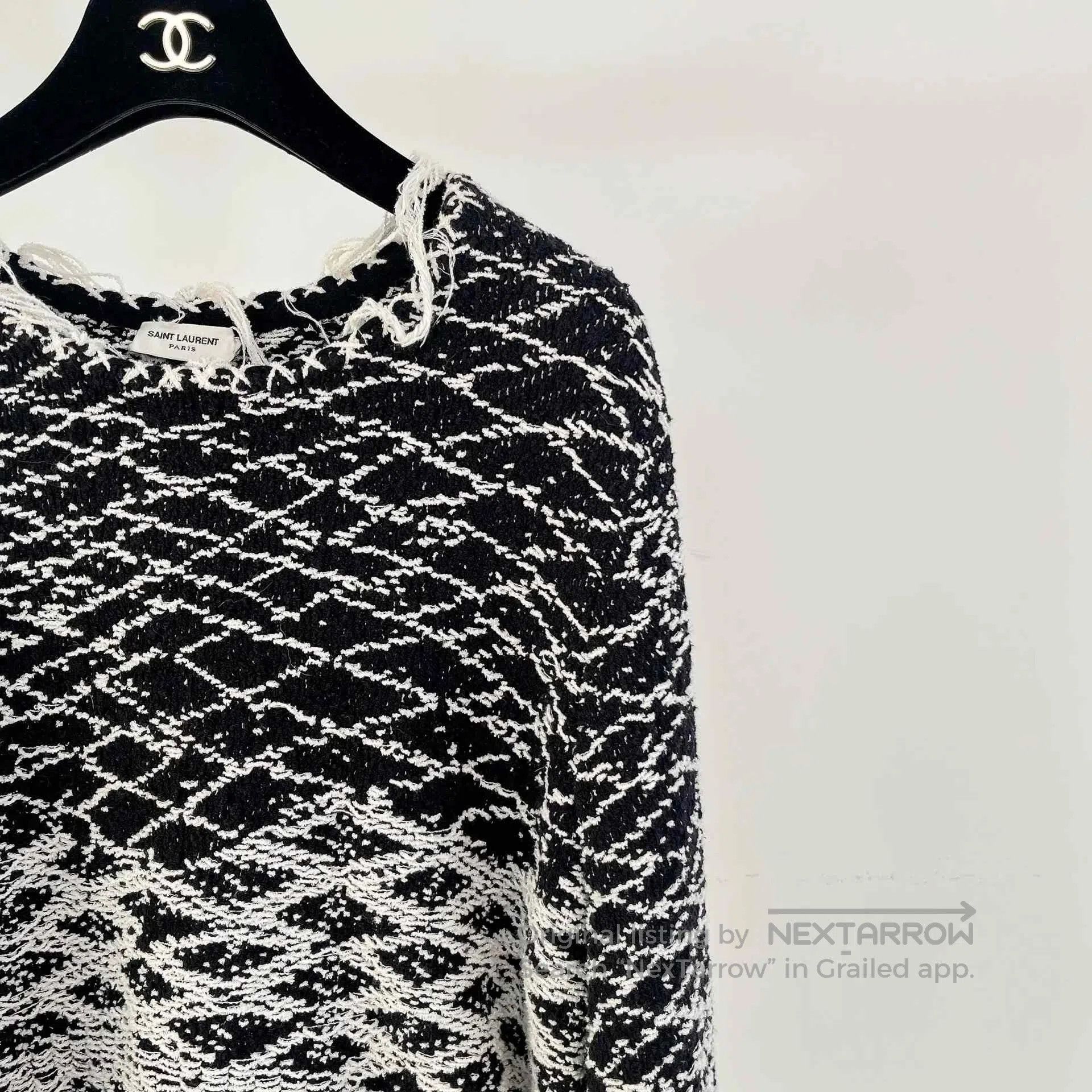 Saint Laurent Paris Saint Laurent Color-Block Knit Fringe Sweater. Size US M / EU 48-50 / 2 - 3 Thumbnail
