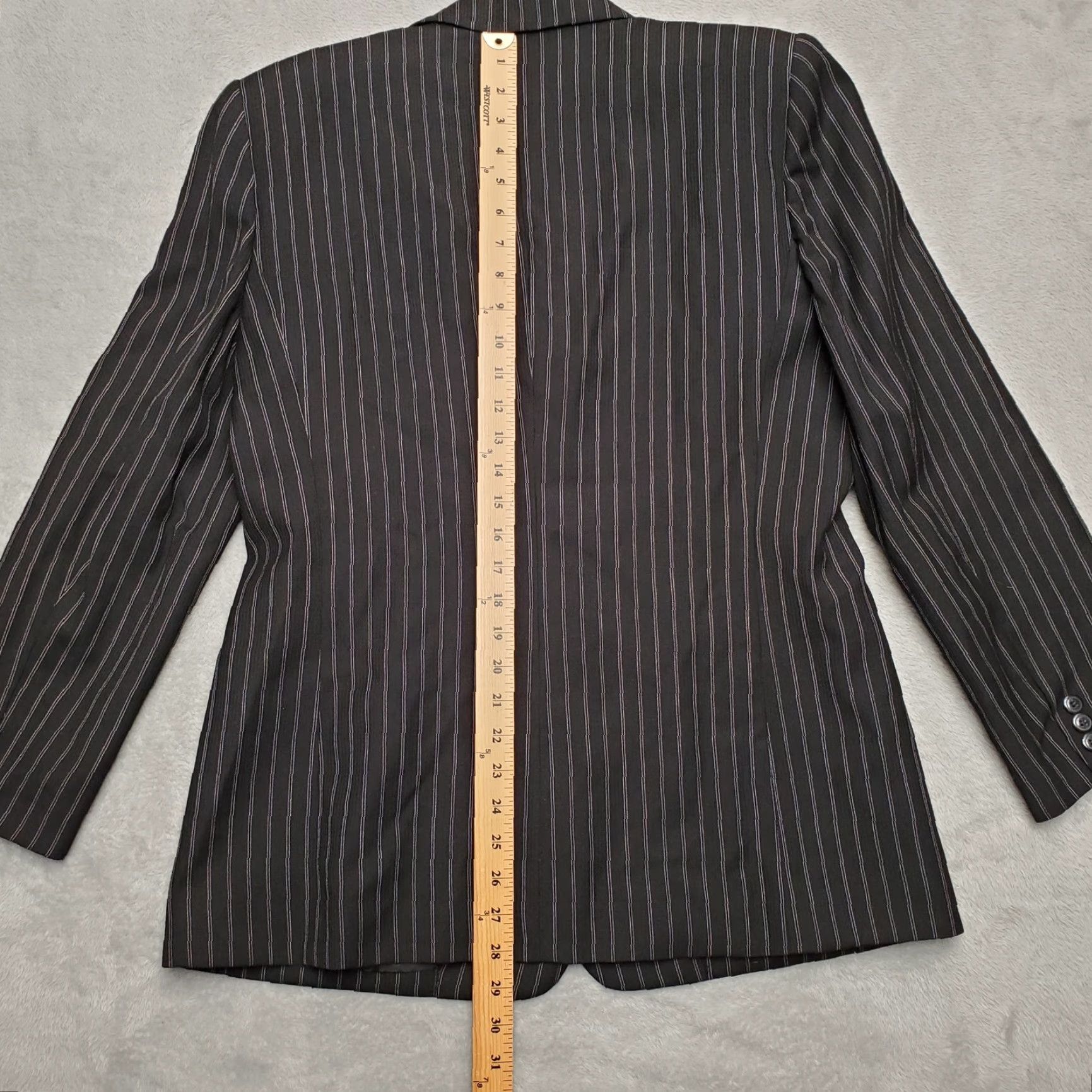 Vintage Mark Alexander Jacket Women Sz 12 Black Striped Classic Professional Wool Blazer Size XL / US 12-14 / IT 48-50 - 7 Thumbnail