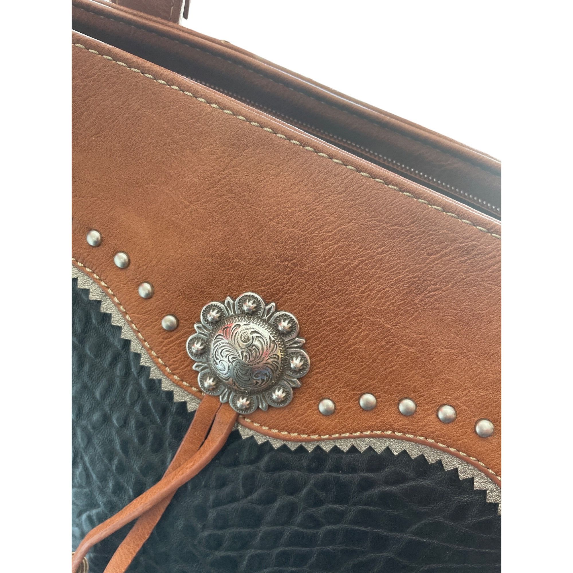 Other Bandana By American West Large Brown Leather Tote Bag SKU 89 Size ONE SIZE - 5 Thumbnail