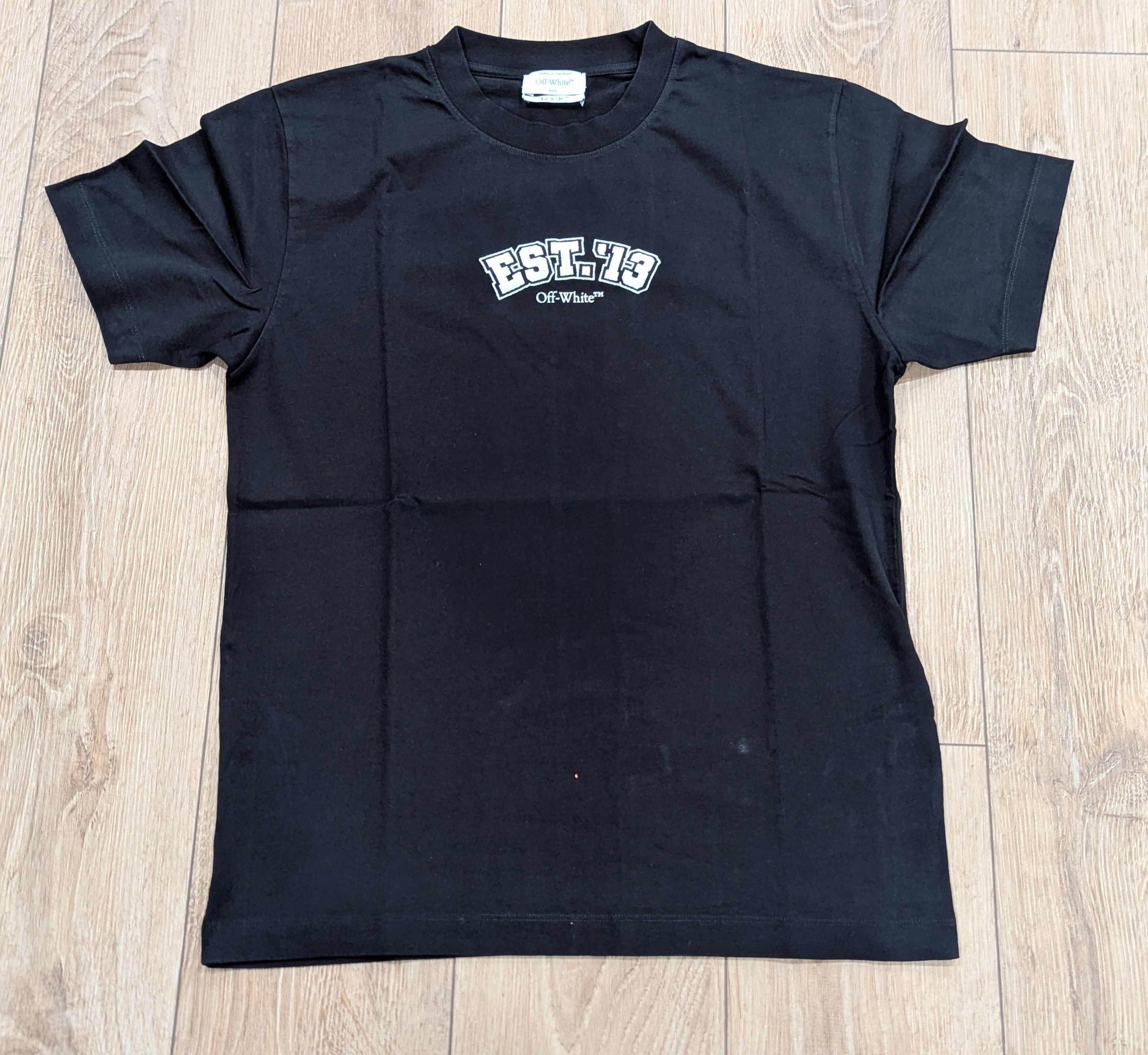 Off-White Off-White Slim Fit Cotton Crewneck T-Shirt Black/White M Size US M / EU 48-50 / 2 - 1 Thumbnail