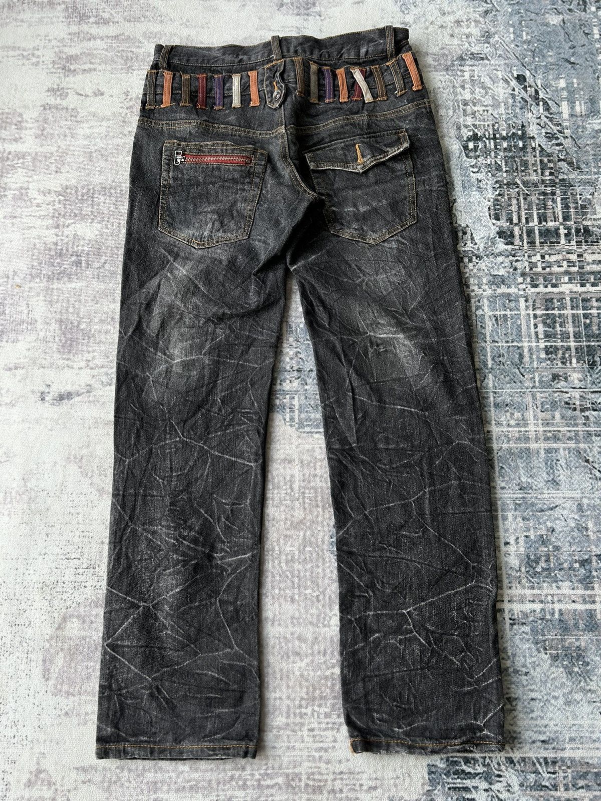 20471120 Nylaus Punk Double Waist Black Denim Size US 30 / EU 46 - 2 Thumbnail