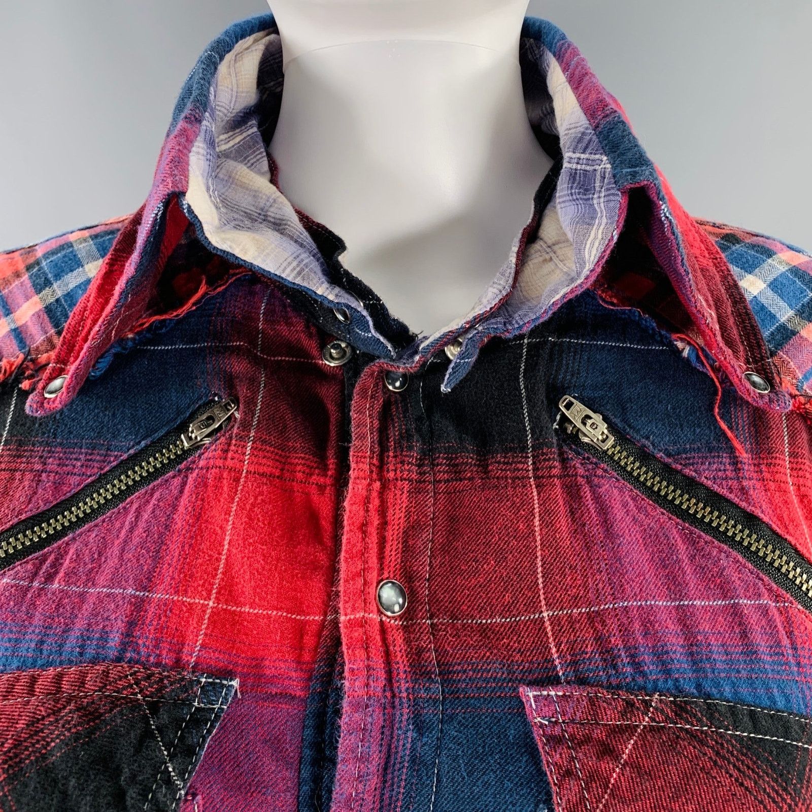 Le Grande Bleu (L.G.B.) L.G.B Size 2 Red Blue Cotton Blend Plaid Shirt Dress Size XS / US 0-2 / IT 36-38 - 2 Thumbnail