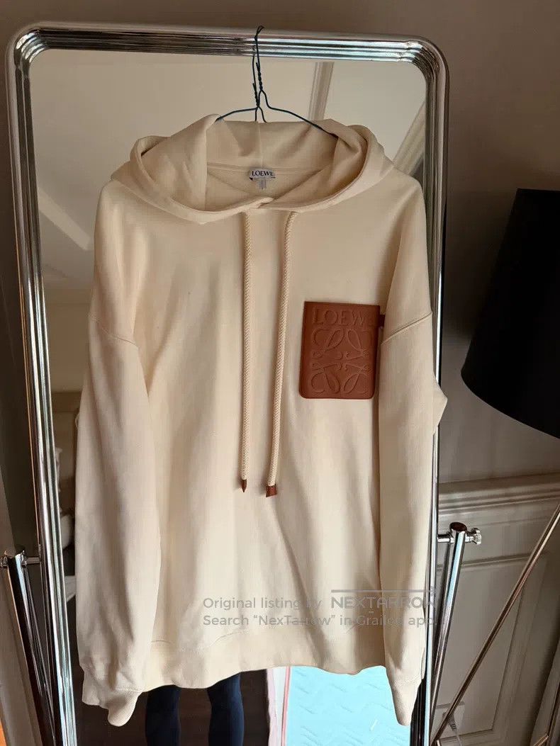 Loewe Loewe White Leather Pocket Hoodie, Beige Size XS / US 0-2 / IT 36-38 - 1 Thumbnail