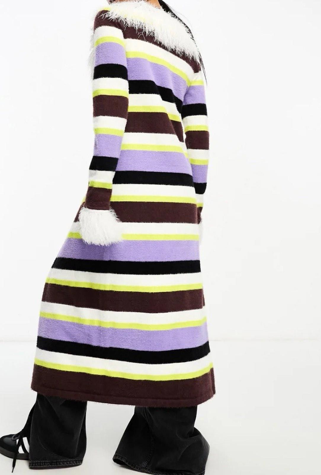 Other Annorlunda faux fur edged stripe cardigan RPR £90 New UK 8 Size S / US 4 / IT 40 - 3 Thumbnail