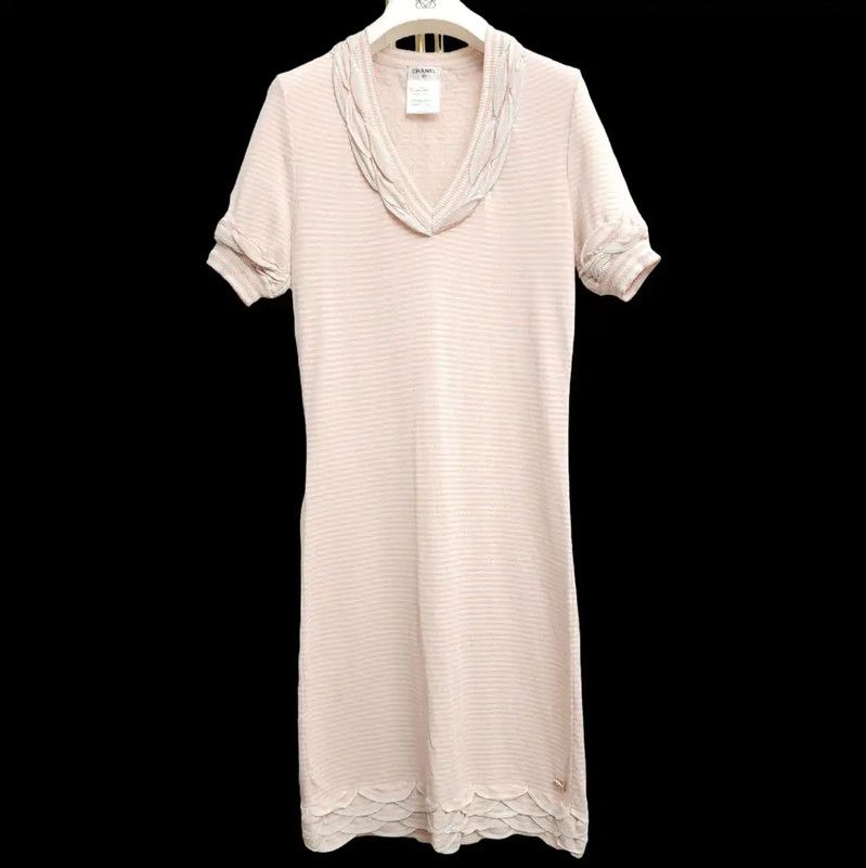 Chanel Chanel Striped Dress in Soft Pink for Women 0089 Size M / US 6-8 / IT 42-44 - 1 Thumbnail