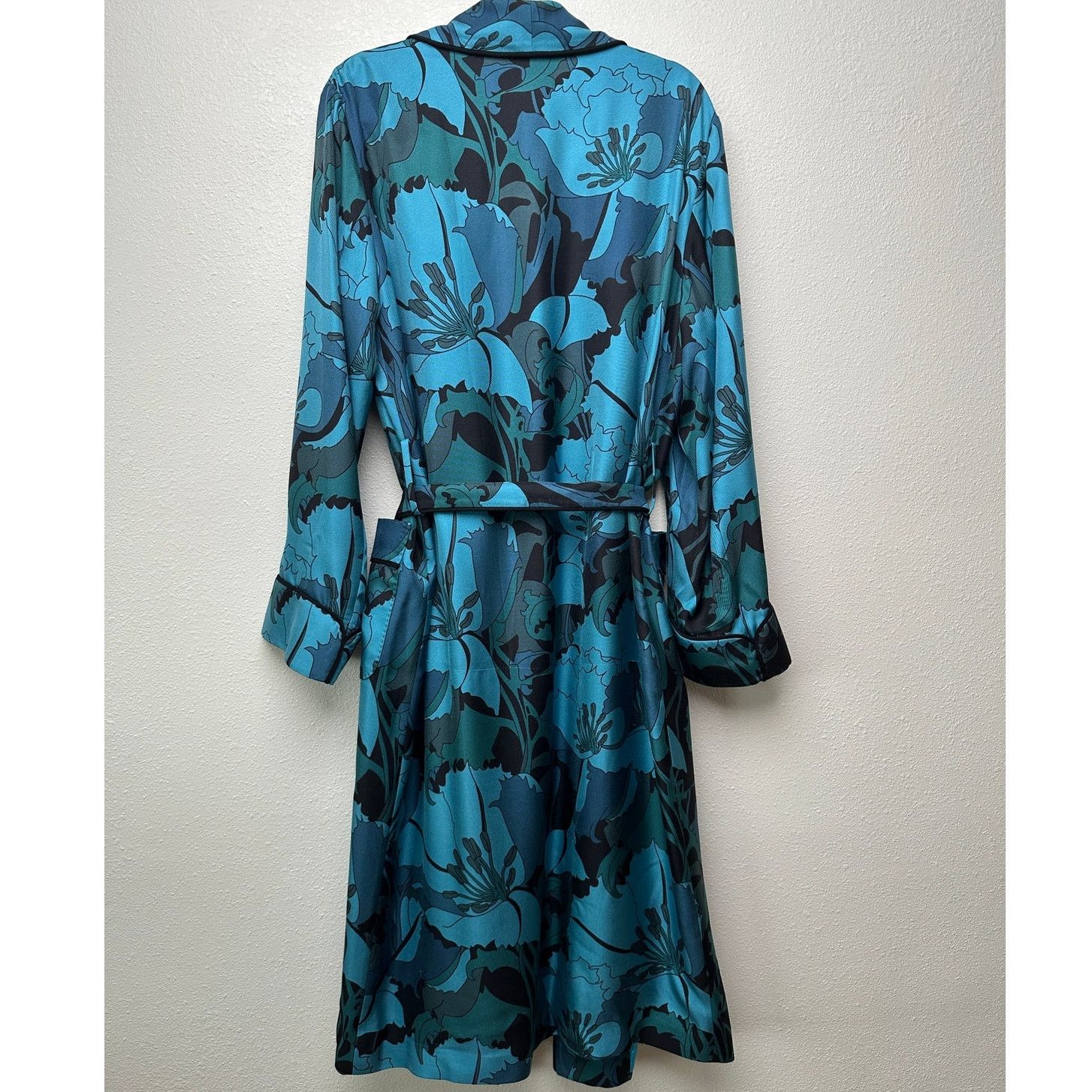Tom Ford Tom Ford Floral Silk Twill Robe Blue/Teal Men M Tassel Belt Size US M / EU 48-50 / 2 - 11 Thumbnail