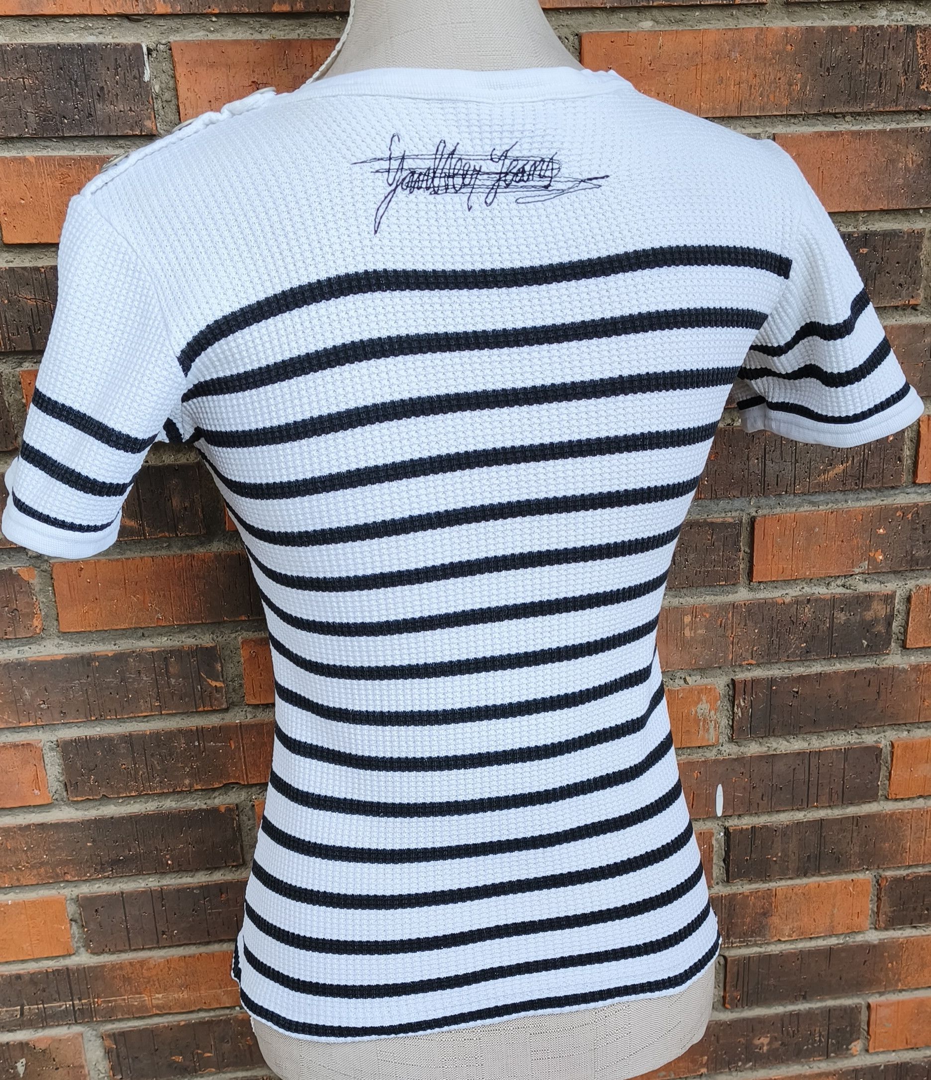 Jean Paul Gaultier 90's - Gaultier Jeans- Textured stripes cotton tshirt Size M / US 6-8 / IT 42-44 - 13 Thumbnail
