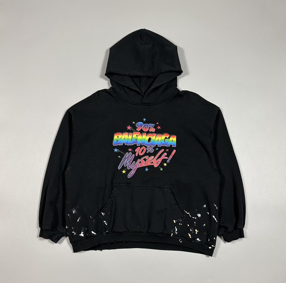 Balenciaga Balenciaga 90/10 Paint Splatter Distressed Hoodie Size US M / EU 48-50 / 2 - 1 Thumbnail