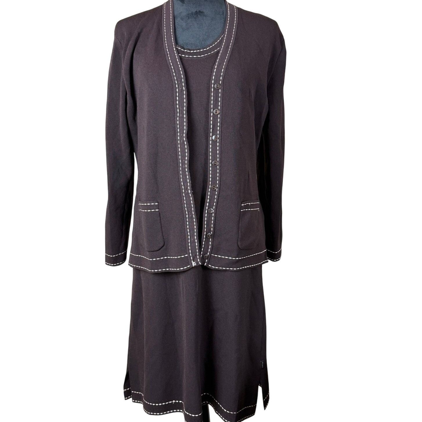 Bcbgmaxazria BCBGMAXAZRIA Dress and Cardigan Set - Brown - XL Size XL / US 12-14 / IT 48-50 - 1 Thumbnail