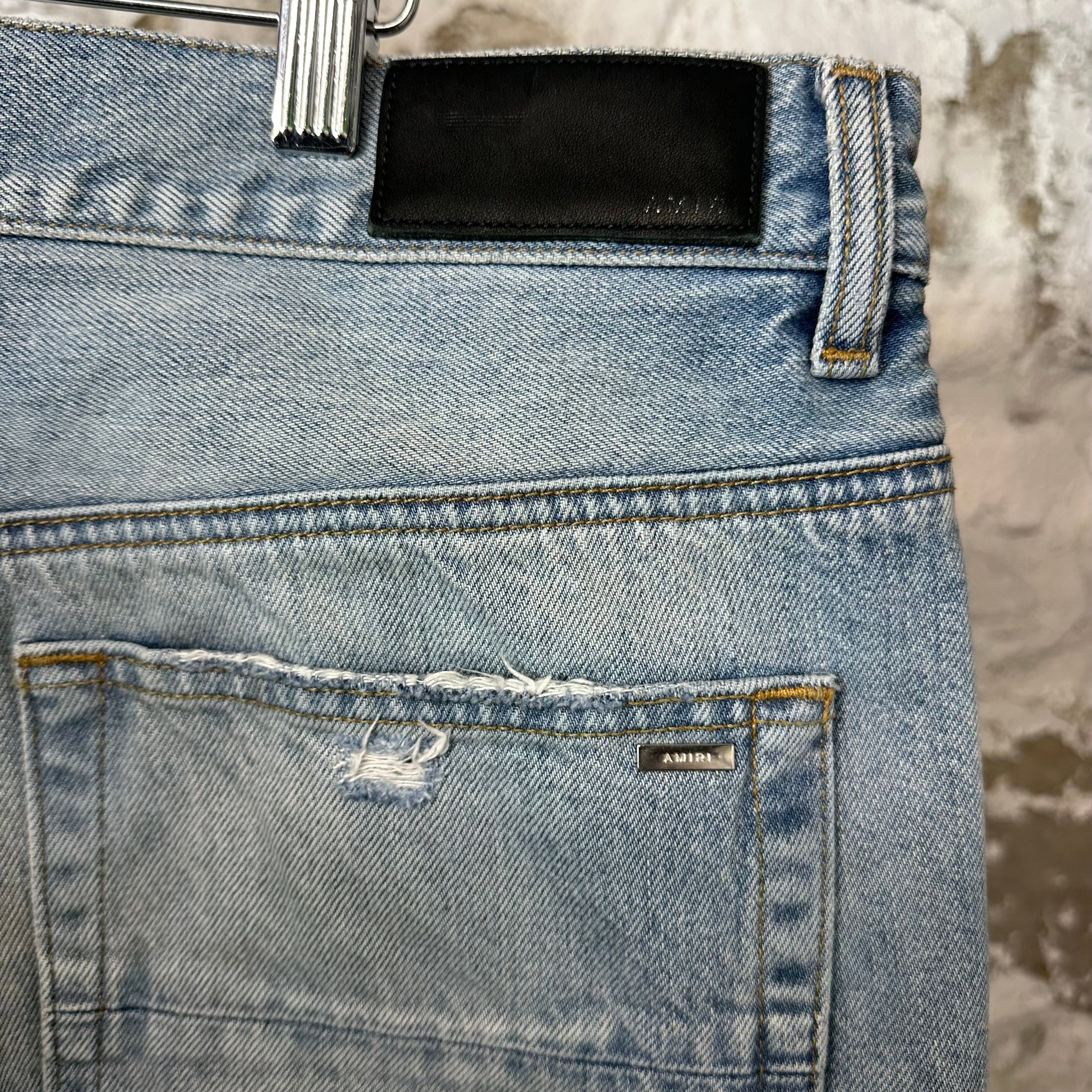 Amiri Amiri Knee Rip Shotgun Baggy Blue Denim Jeans Sz 32 Size US 32 / EU 48 - 4 Thumbnail