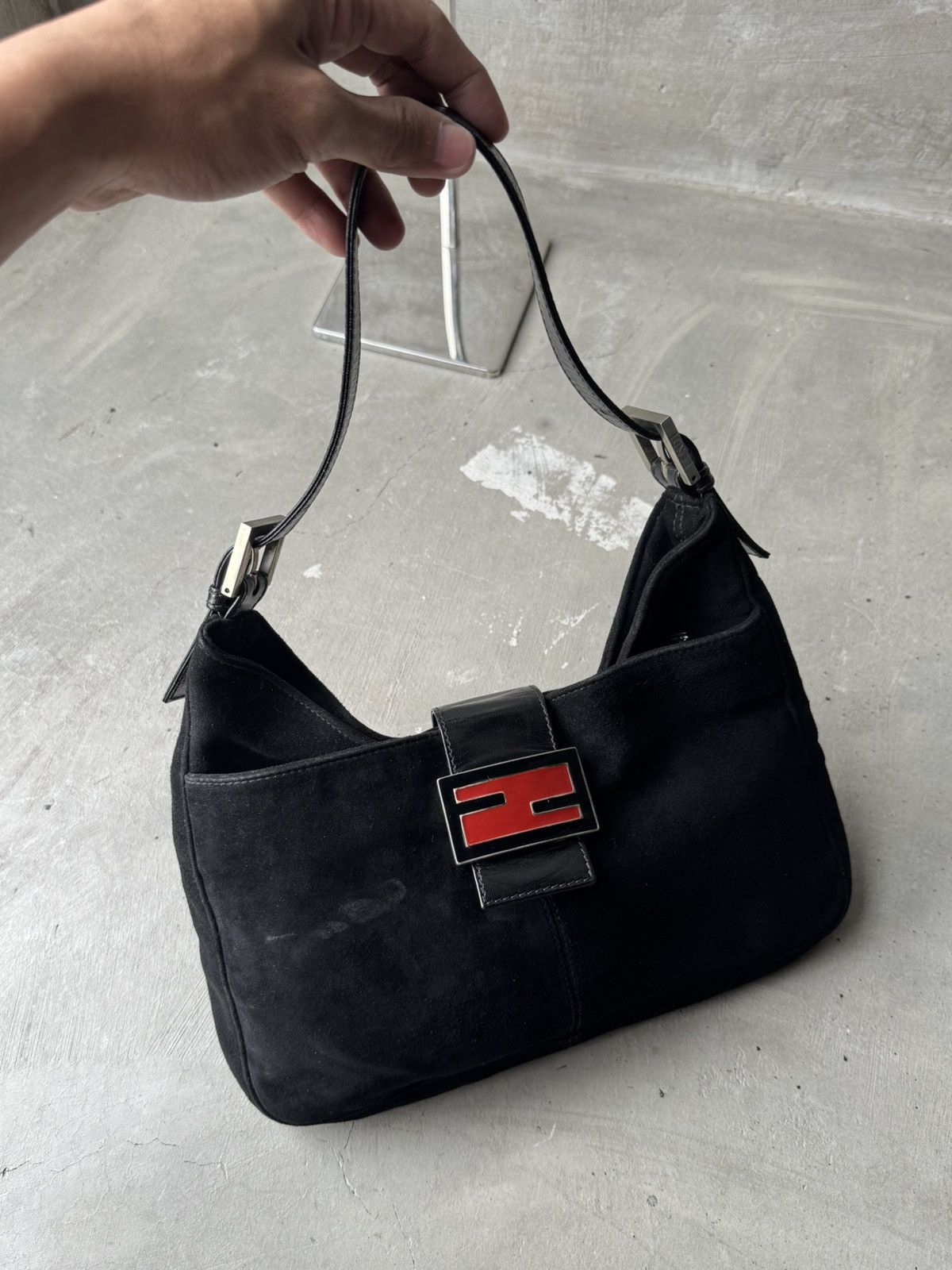 Fendi Fendi FF Buckle Suede Handbag Size ONE SIZE - 1 Thumbnail