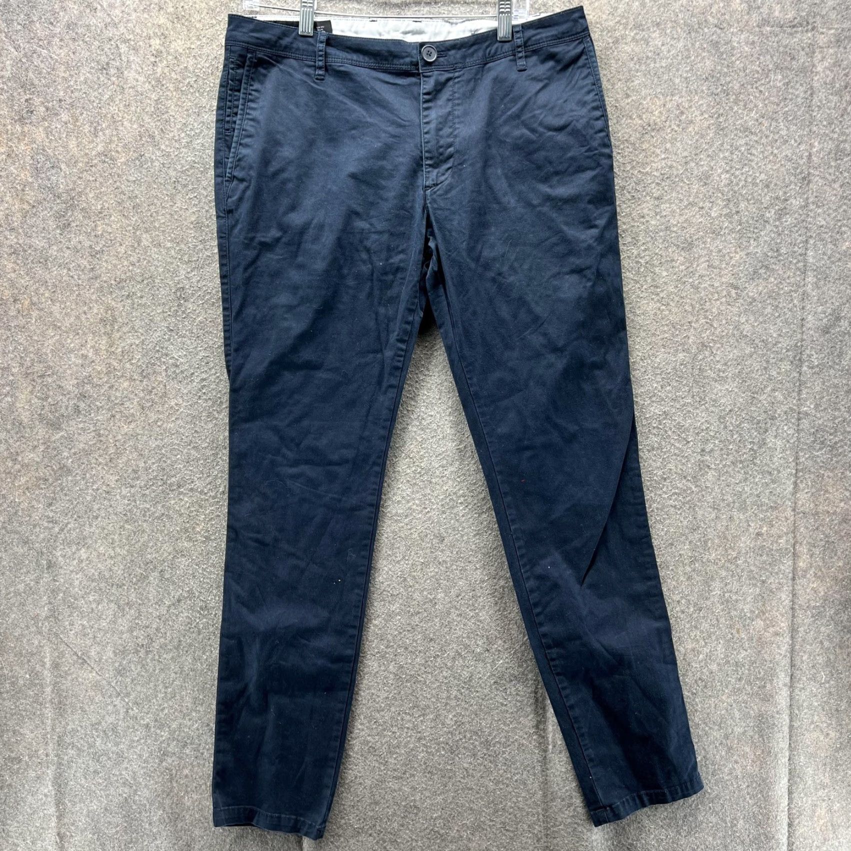 Armani Exchange Armani Exchange Pants Mens 33R Navy Chino Slim Fit Stretch Flat Front Casual Size US 33 - 2 Thumbnail