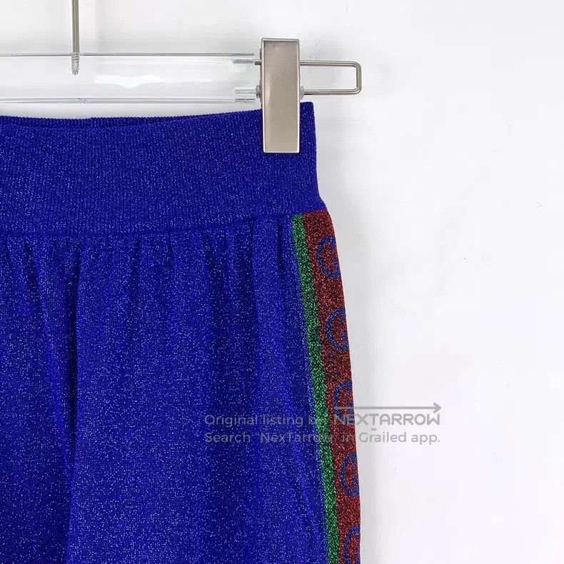 Gucci Gucci Size XS Blue side striped glitter wool casual trouser Size 42" / US 20 - 3 Thumbnail