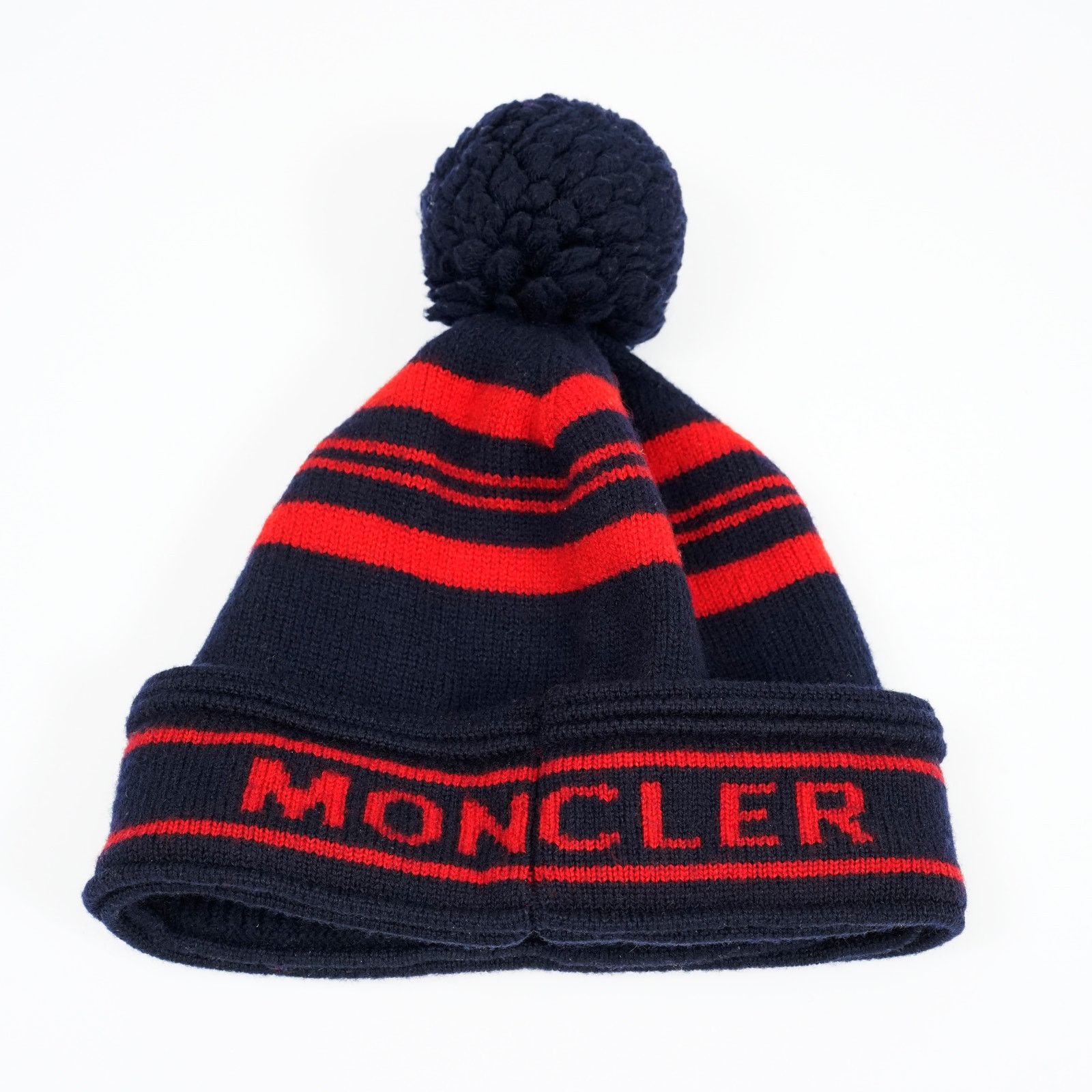 Moncler Moncler Berretto Wool Beanie Hat Navy Red Stripe Italy Size ONE SIZE - 2 Thumbnail