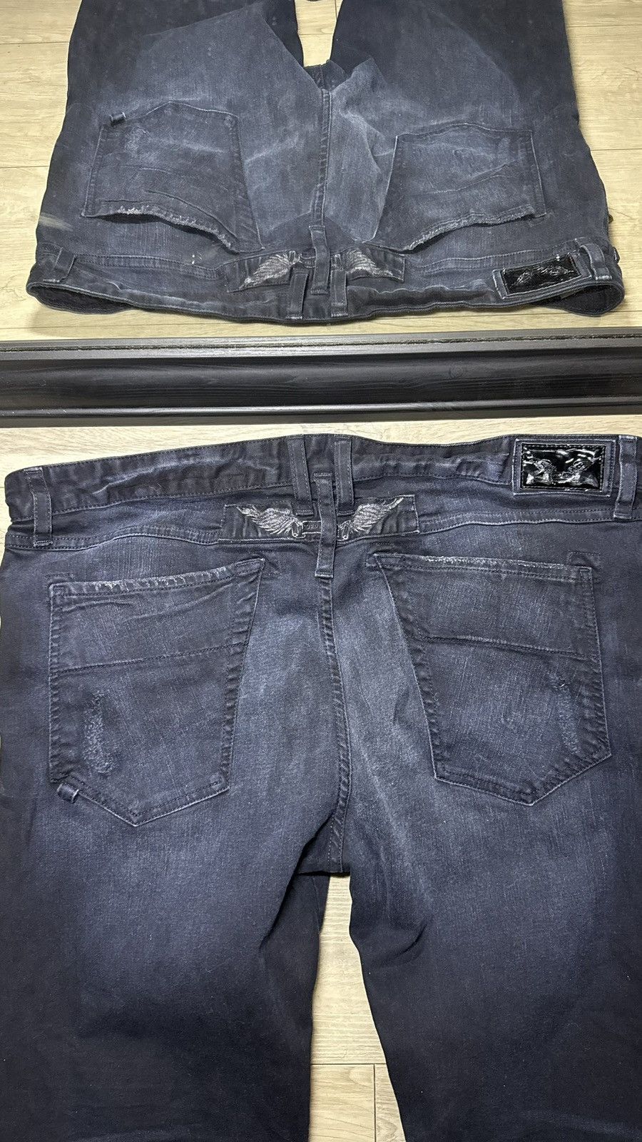 Robins Jeans Y2K 2000s Robin’s Biker Jeans Slim Straight Indigo Black Size US 38 / EU 54 - 7 Thumbnail