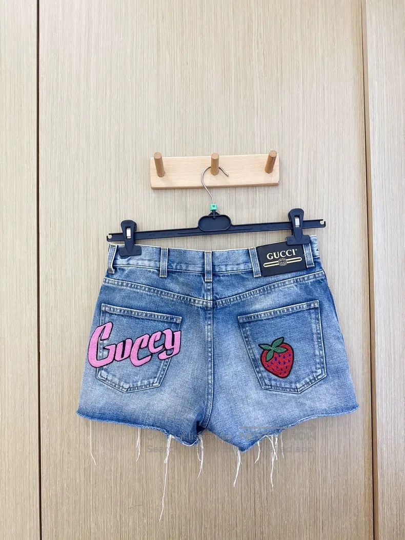 Gucci Wool-edged blue denim shorts