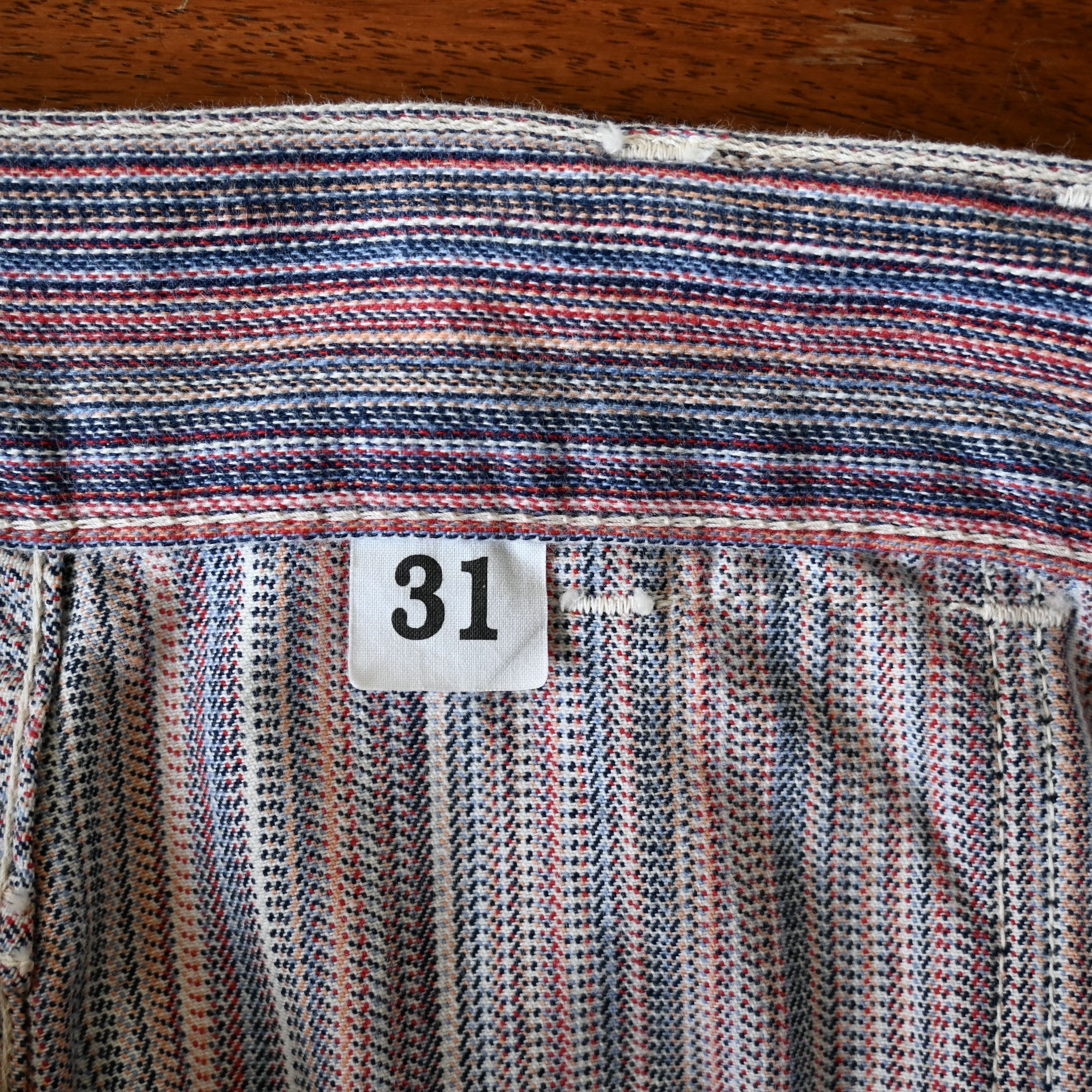 Warehouse & Co. DUBBLE WORKS 1970s Lee inspired striped cotton bush jeans Size US 31 - 10 Thumbnail