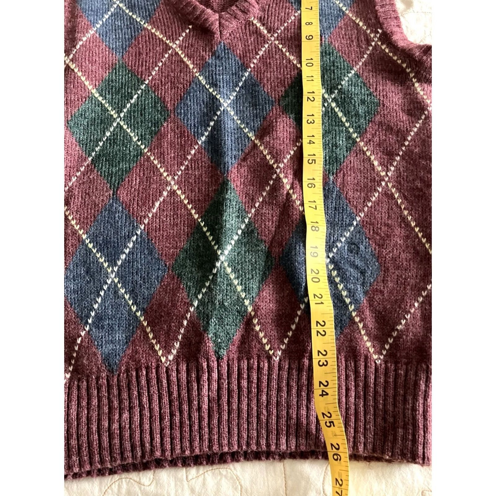 Arrow VINTAGE Arrow Vest Main Point Arrow Vest Men M Red Argyle V-Neck Acrylic Size US M / EU 48-50 / 2 - 6 Thumbnail