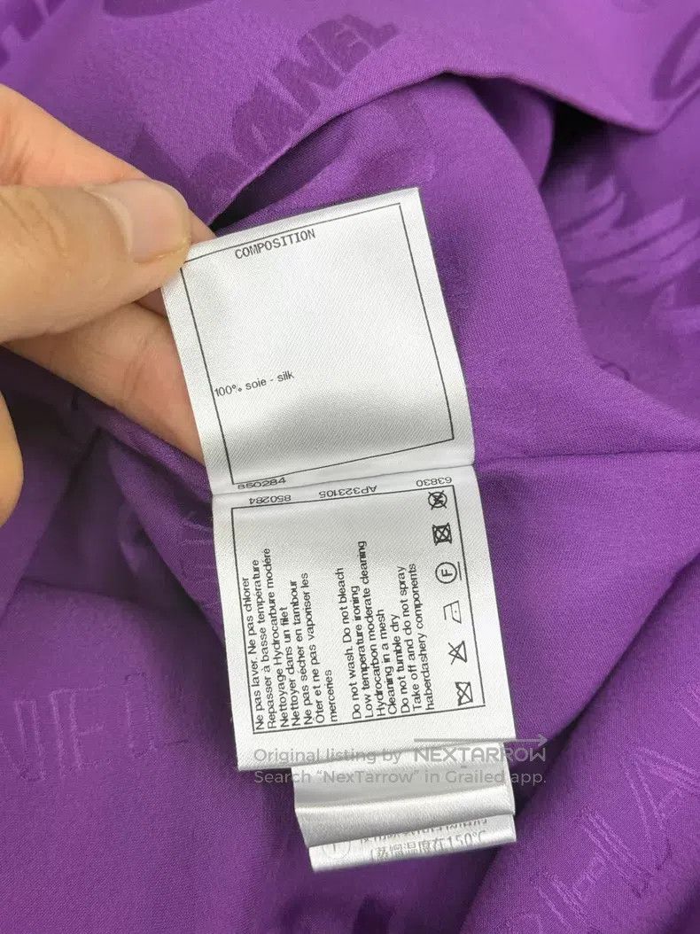 Chanel Chanel Purple silk lotus leaf dark pattern logo dress Size XS / US 0-2 / IT 36-38 - 6 Thumbnail